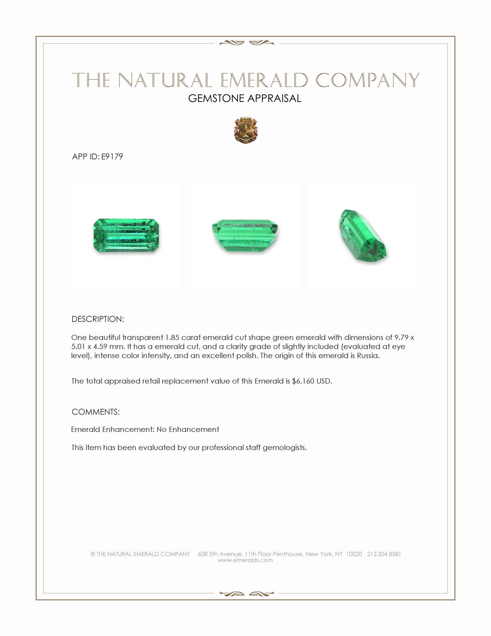1.85 Ct. Emerald from Russia