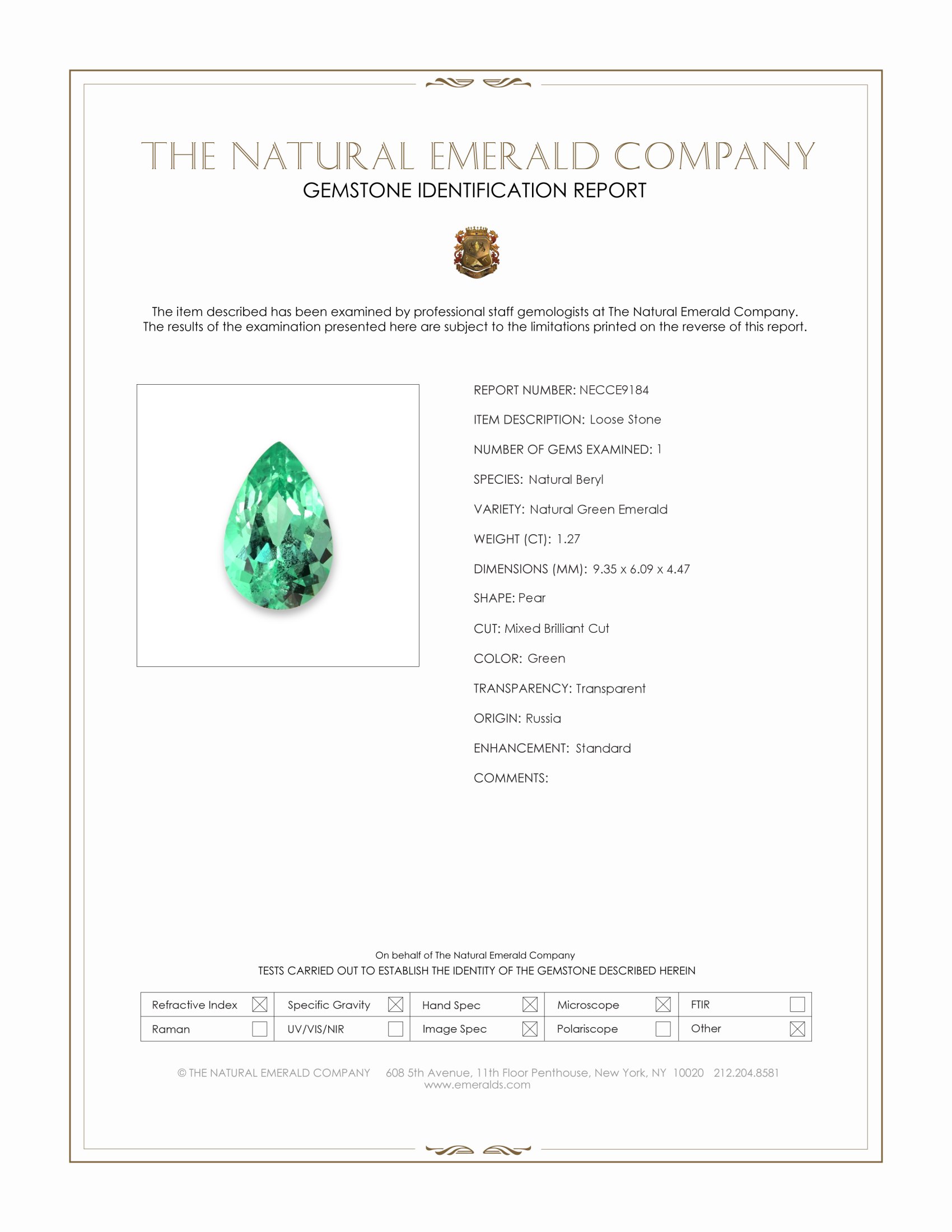 1.27 Ct. Emerald from Russia