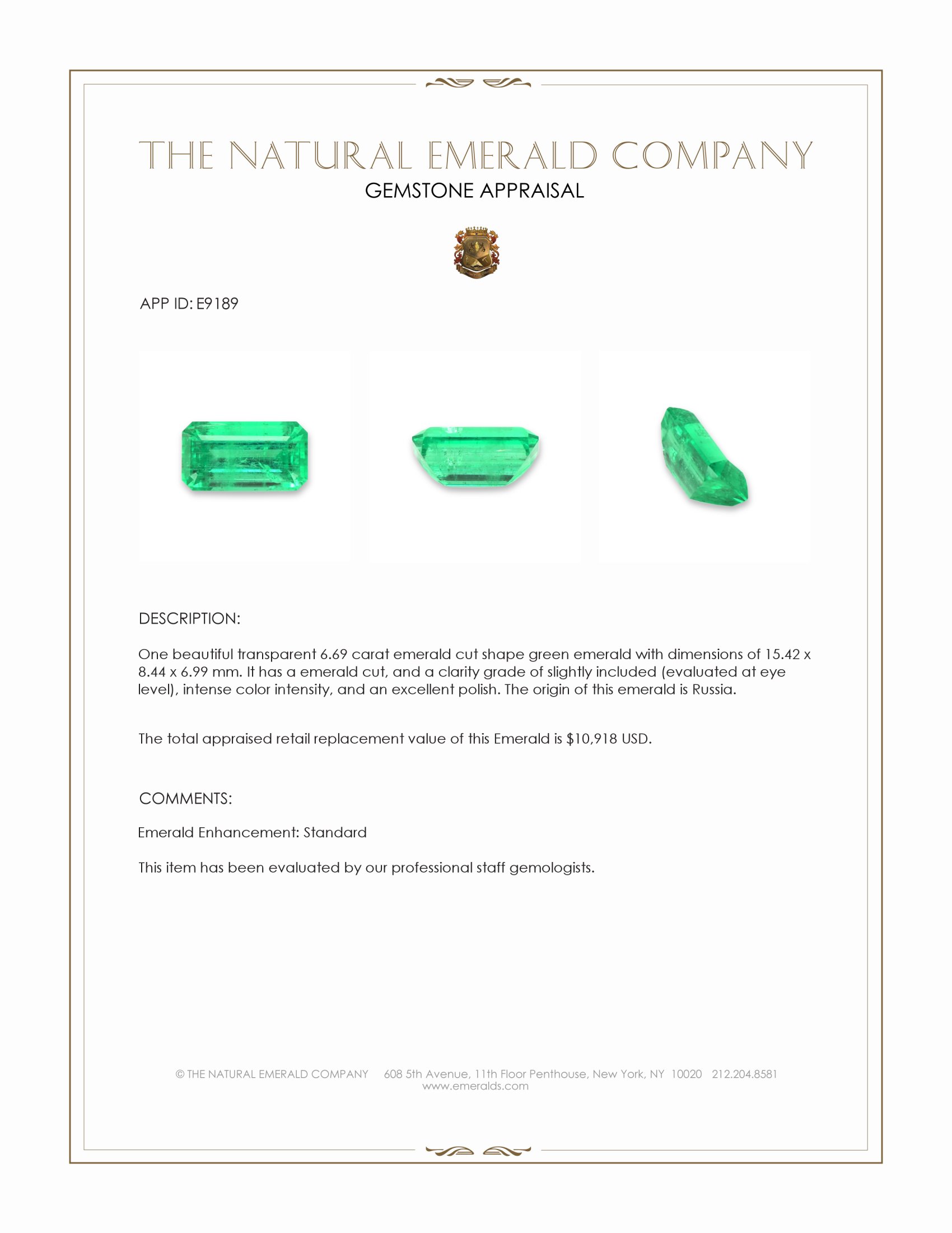 6.69 Ct. Emerald from Russia