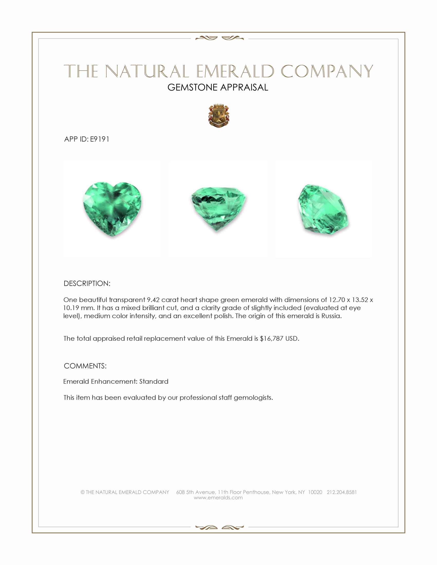 9.42 Ct. Emerald from Russia