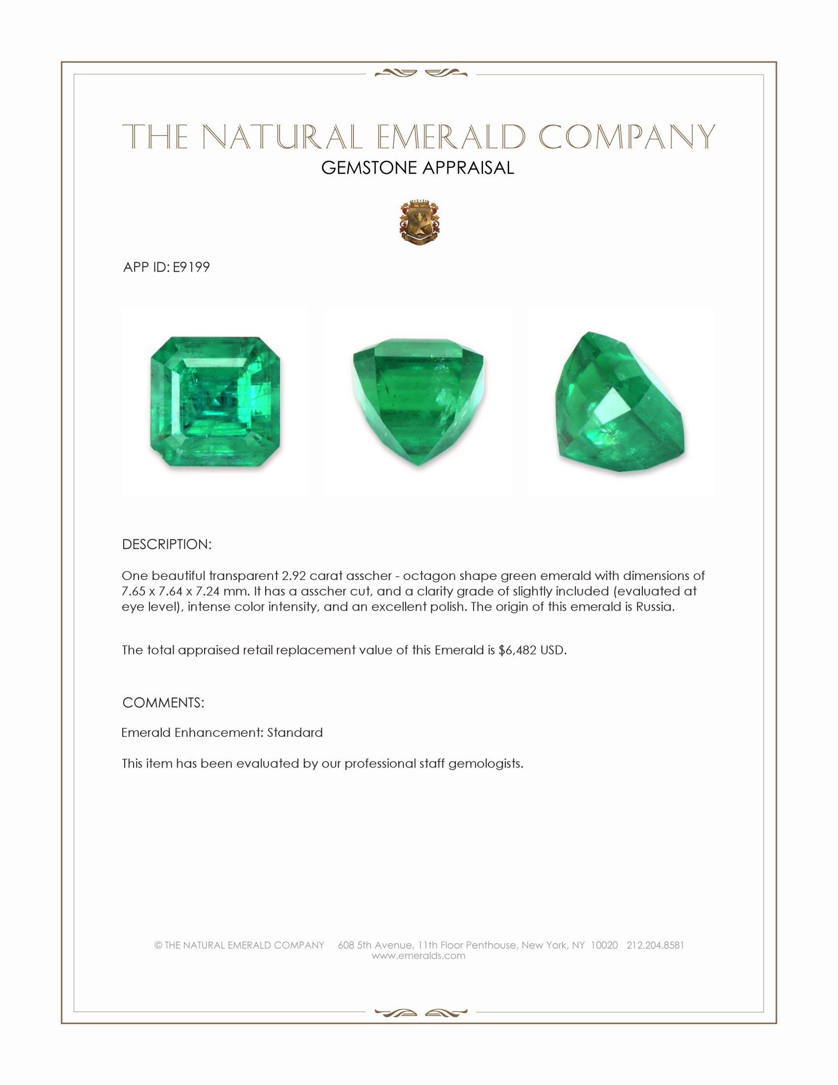 2.92 Ct. Emerald from Russia