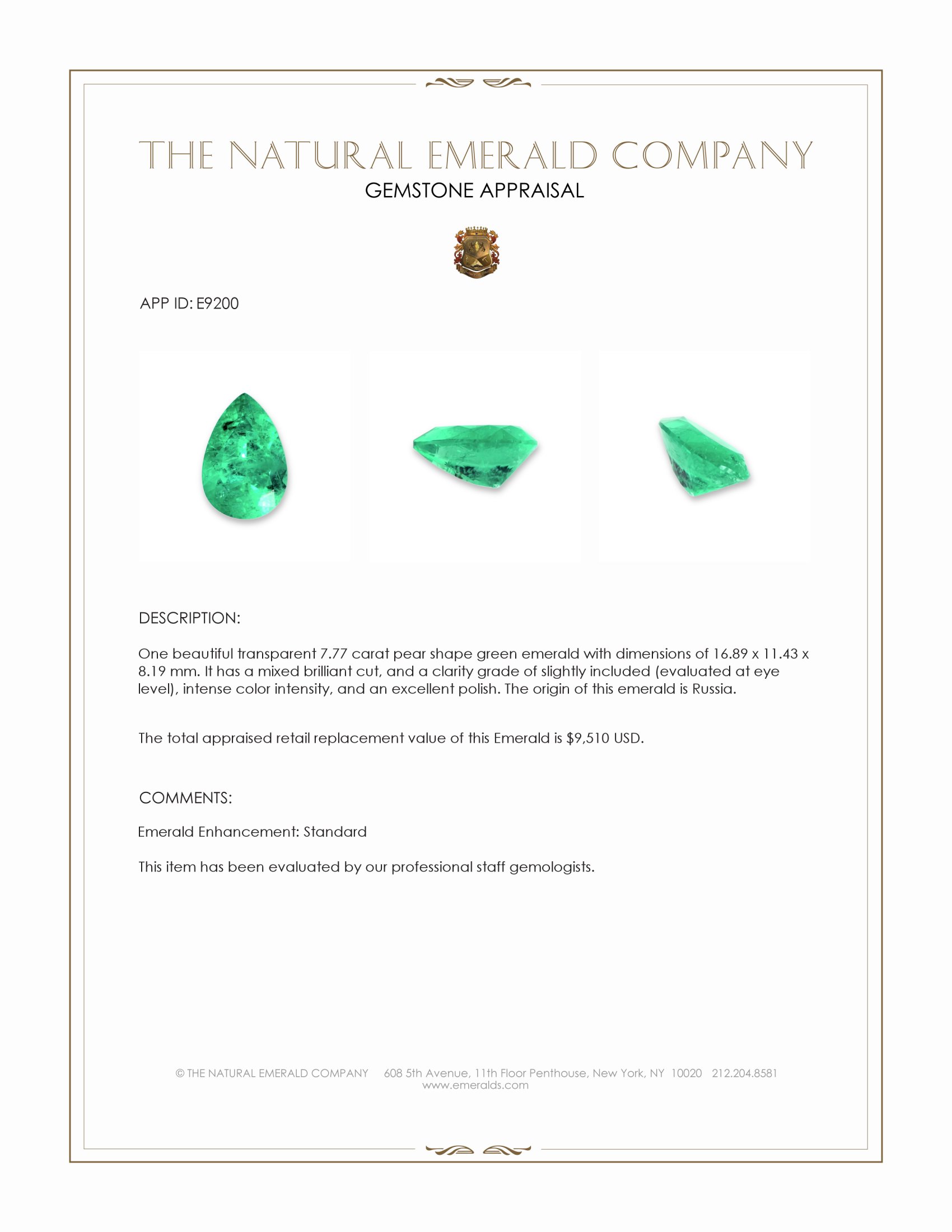 7.77 Ct. Emerald from Russia