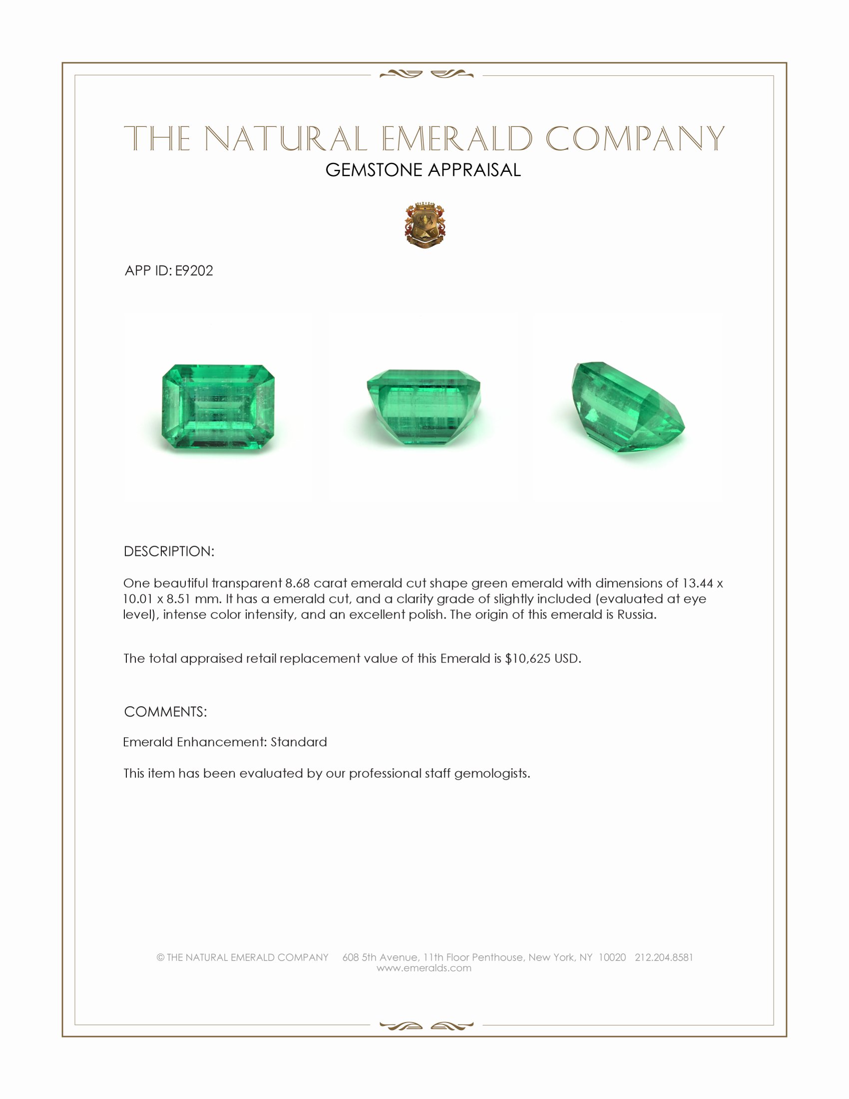 8.68 Ct. Emerald from Russia