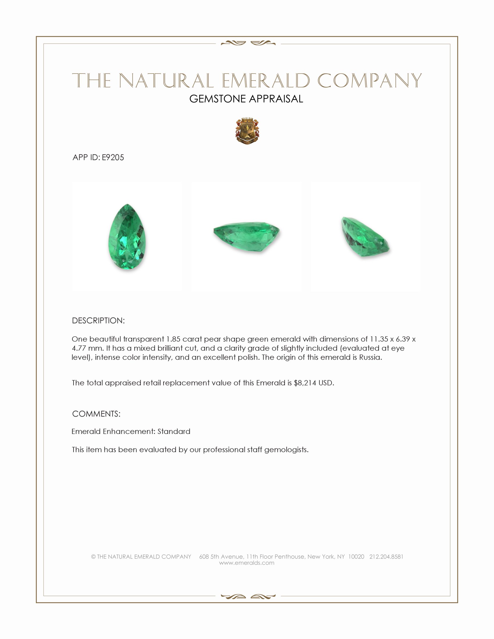 1.85 Ct. Emerald from Russia