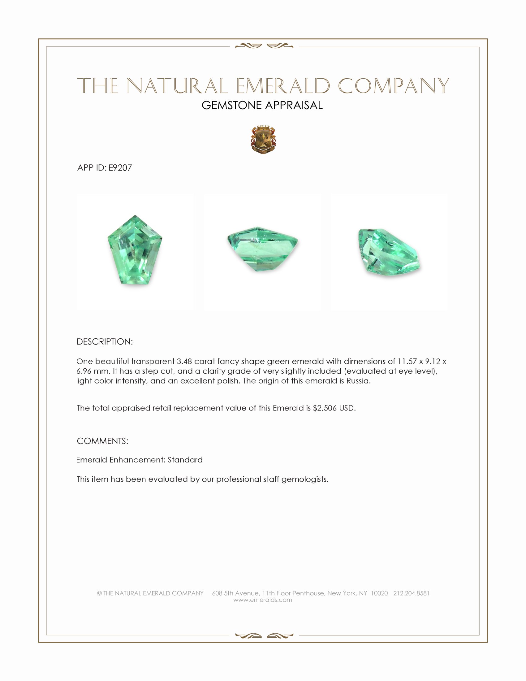3.48 Ct. Emerald from Russia