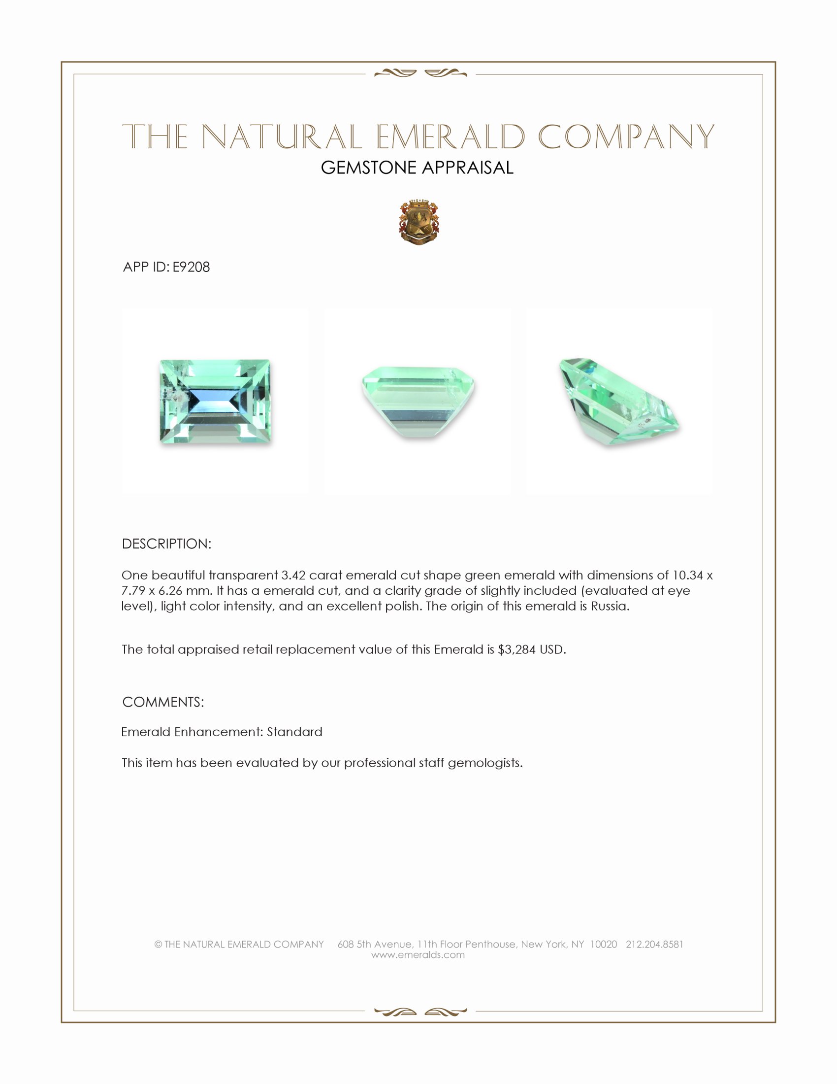3.42 Ct. Emerald from Russia