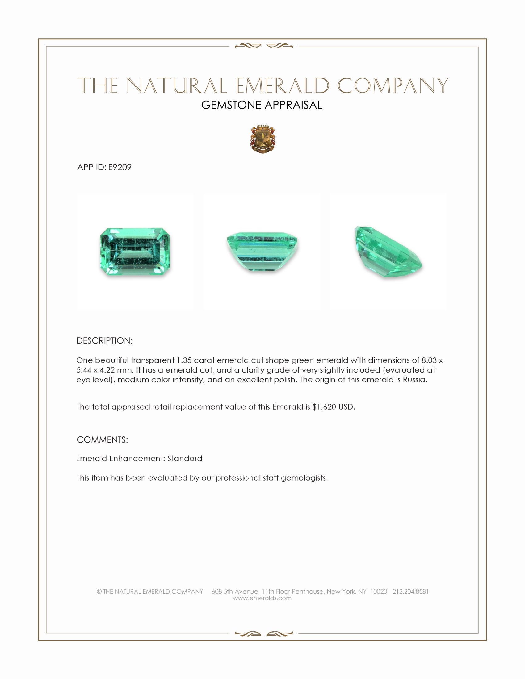1.35 Ct. Emerald from Russia