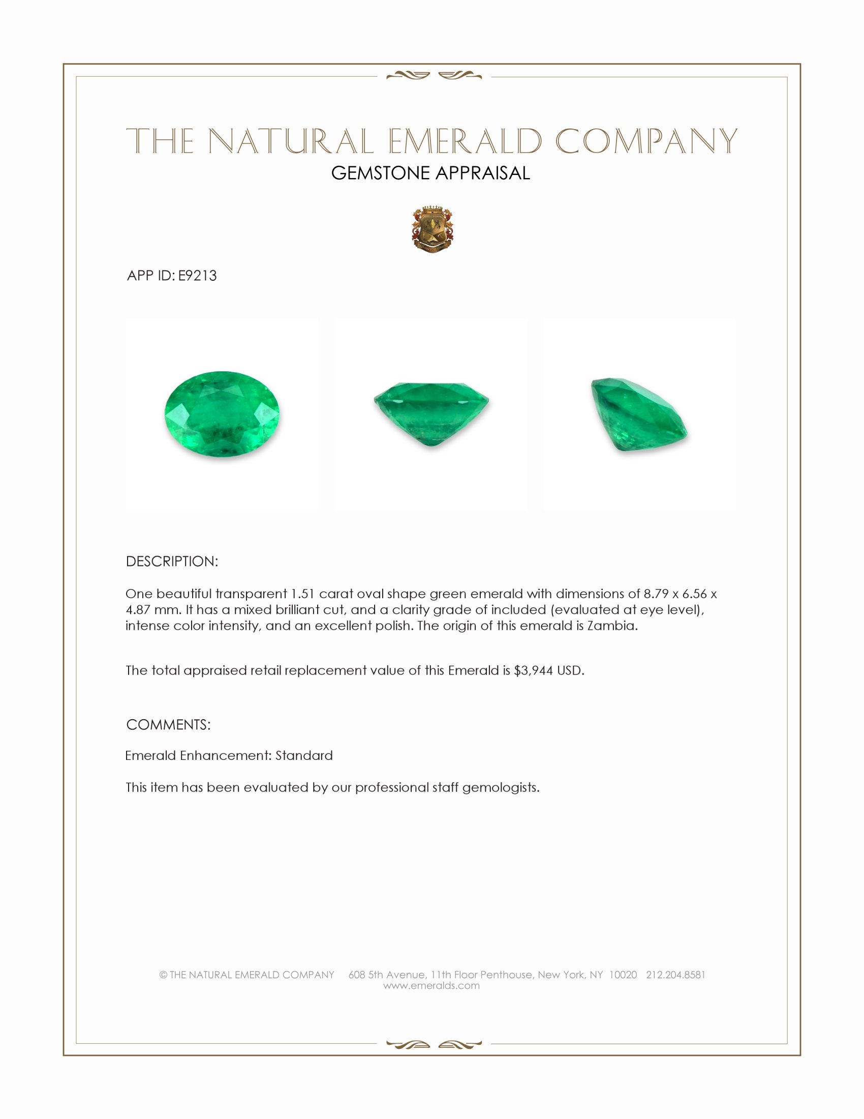 1.51 Ct. Emerald from Zambia