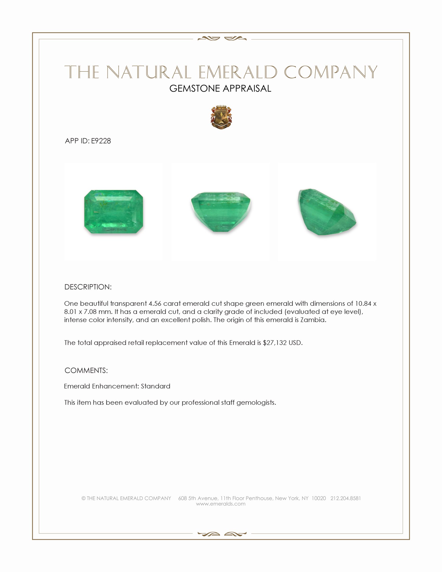4.56 Ct. Emerald from Zambia