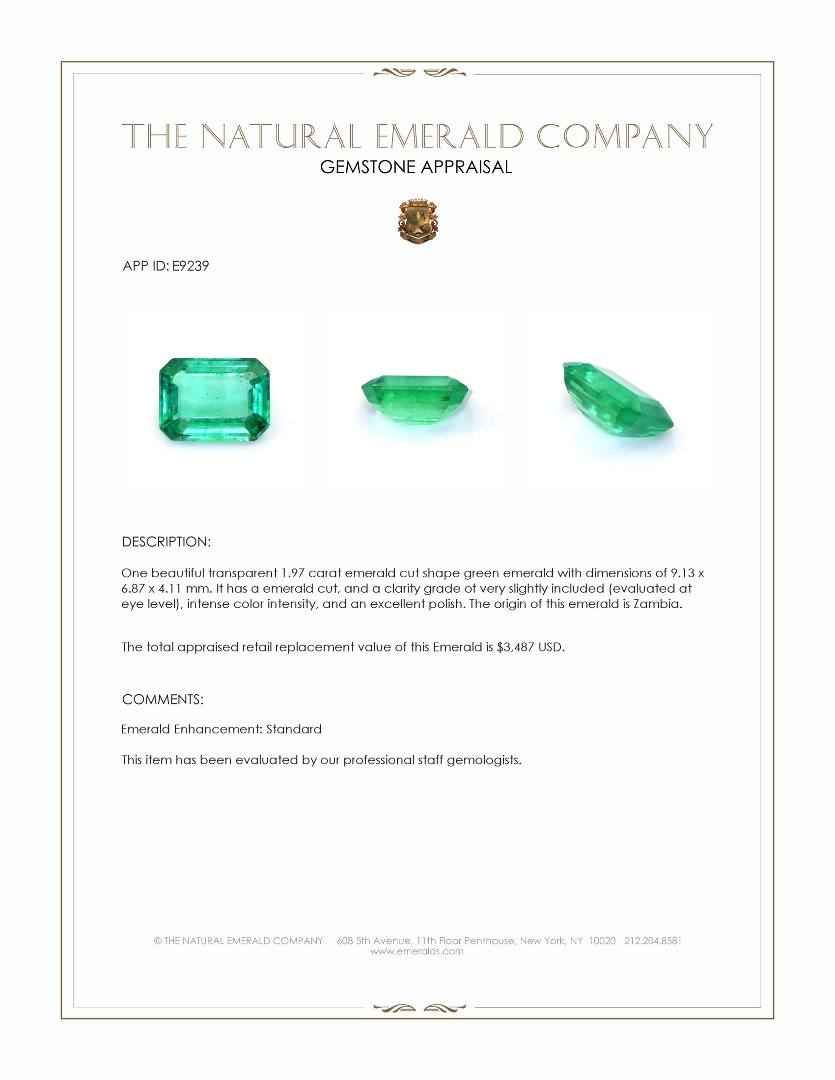 1.97 Ct. Emerald from Zambia