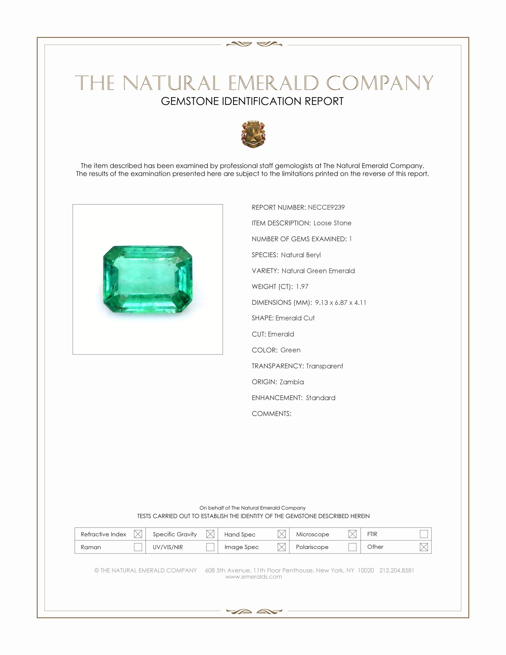 1.97 Ct. Emerald from Zambia