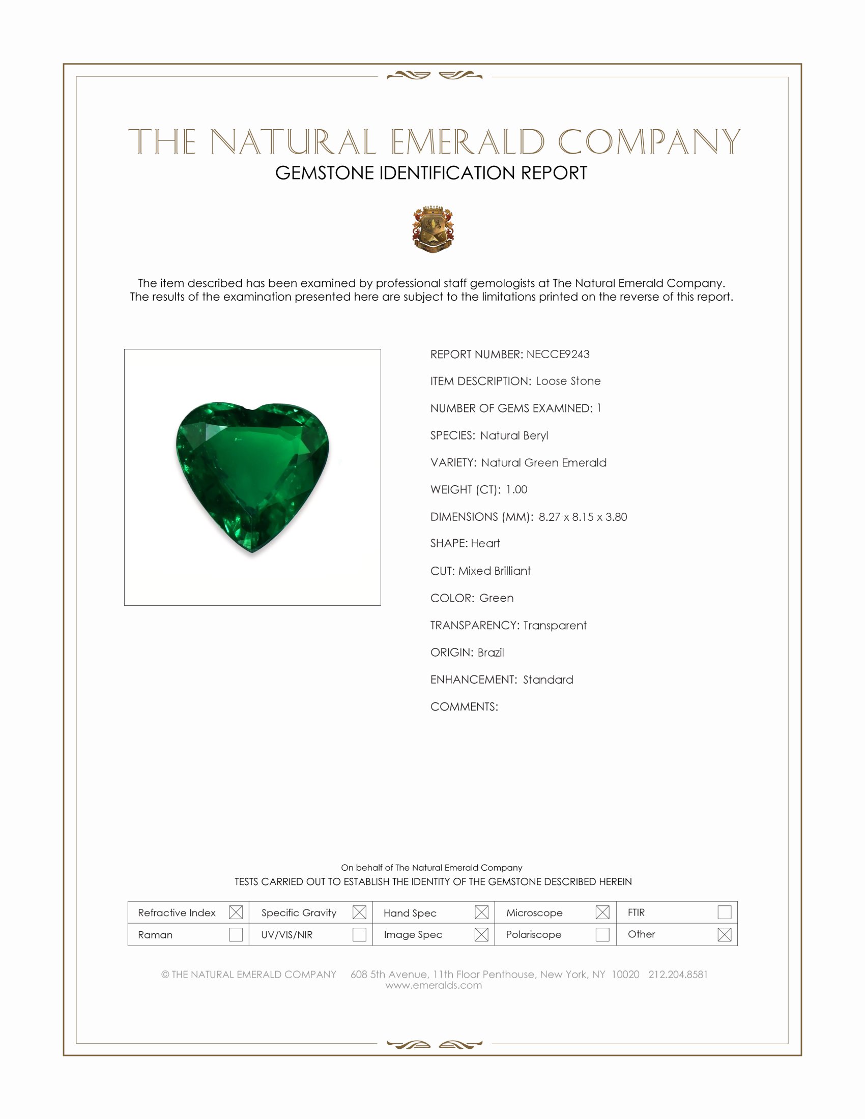 1.00 Ct. Emerald from Brazil