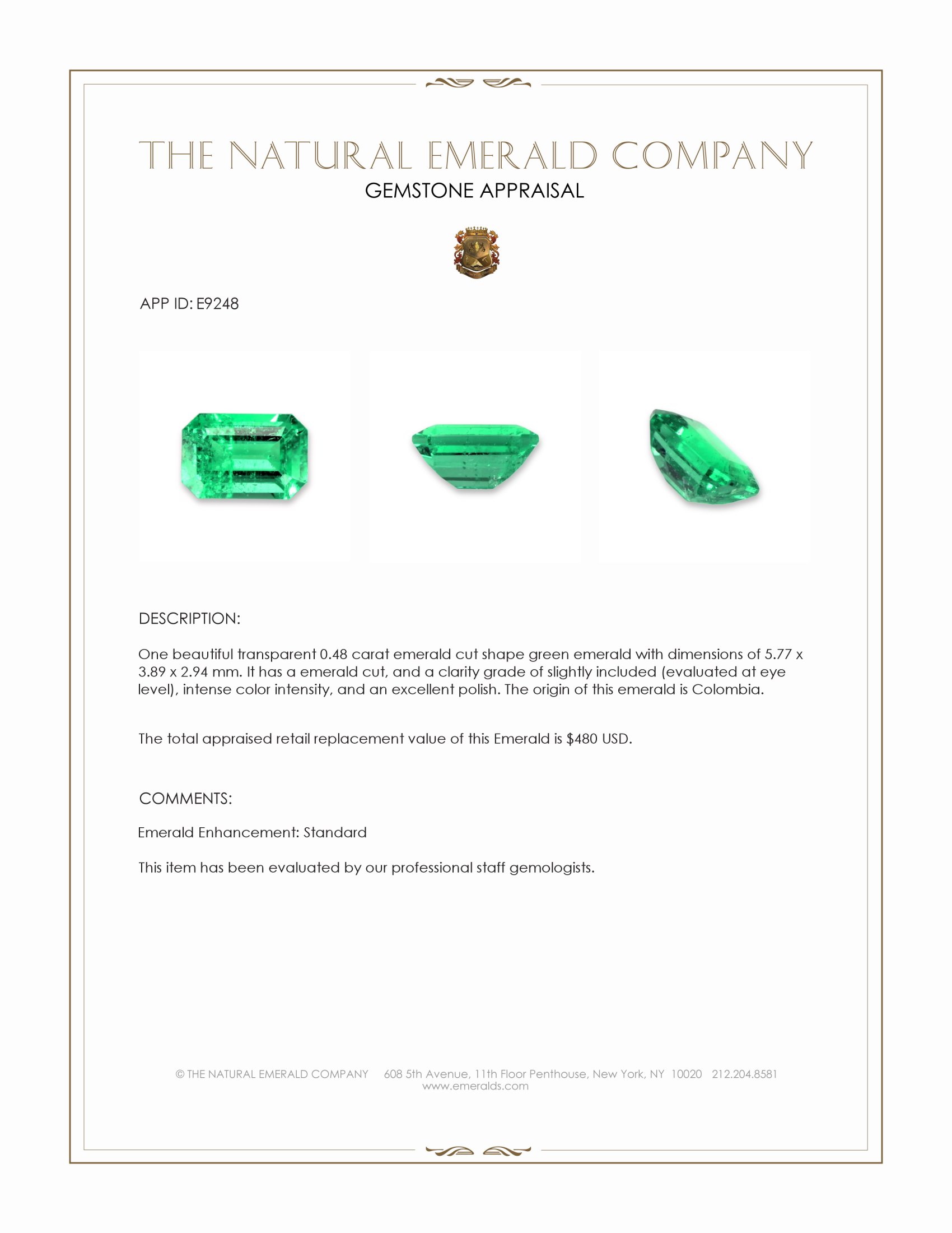 0.48 Ct. Emerald from Colombia
