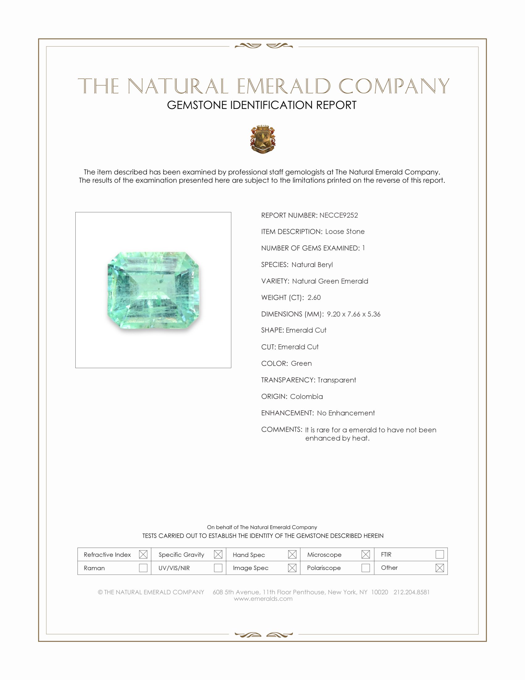 2.60 Ct. Emerald from Colombia