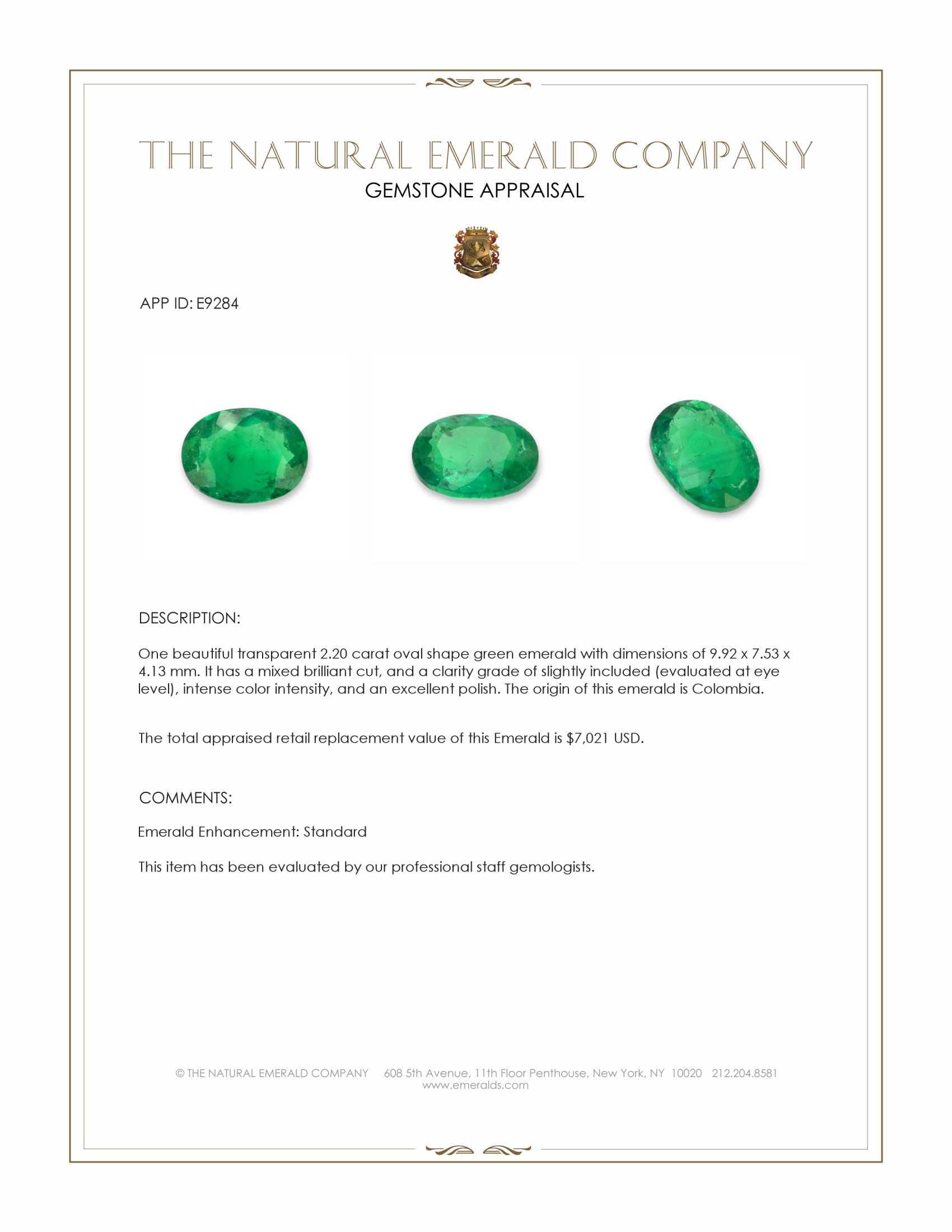 2.20 Ct. Emerald from Colombia