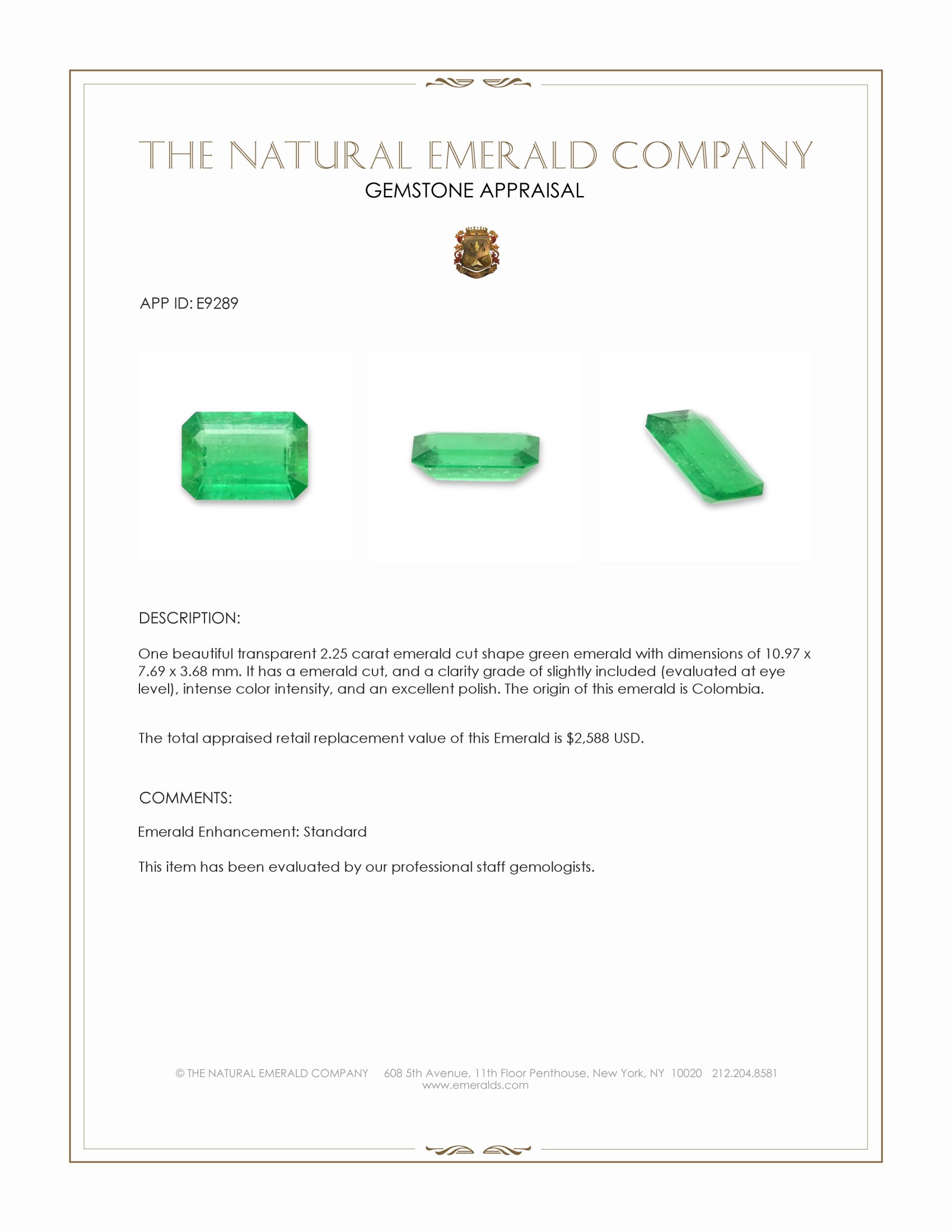 2.25 Ct. Emerald from Colombia