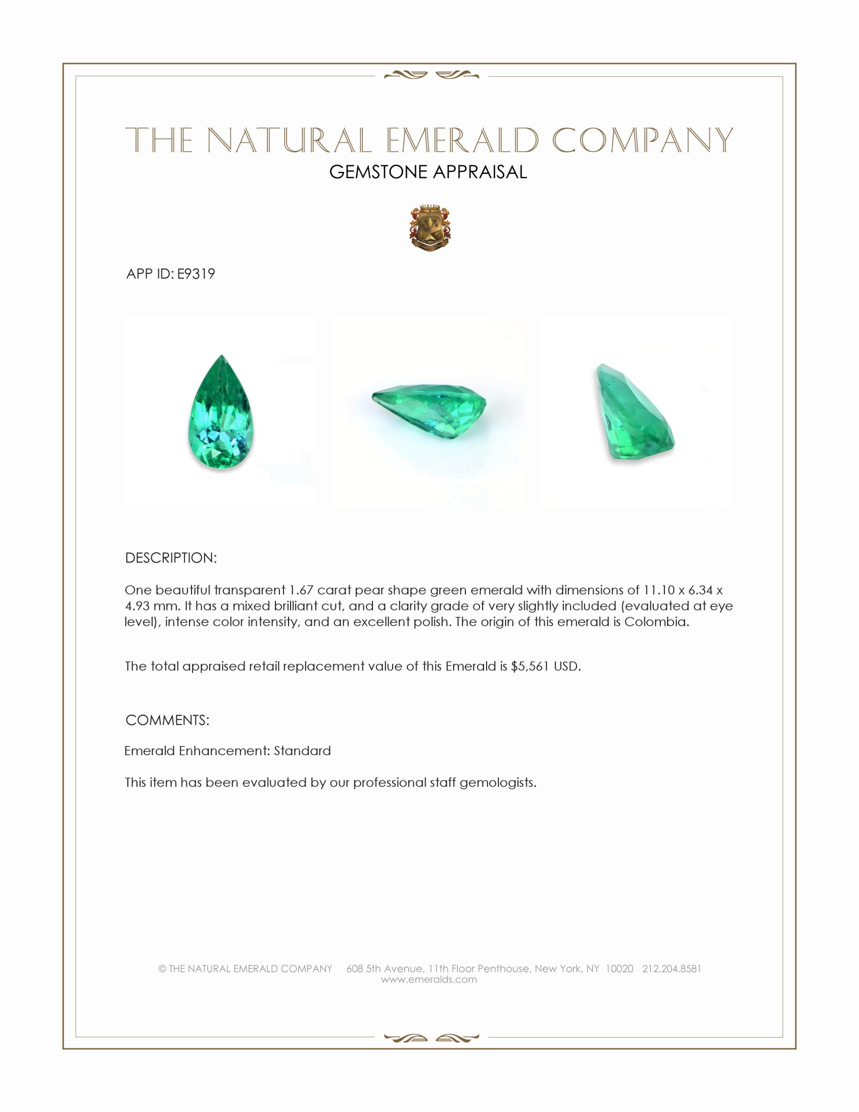 1.67 Ct. Emerald from Colombia