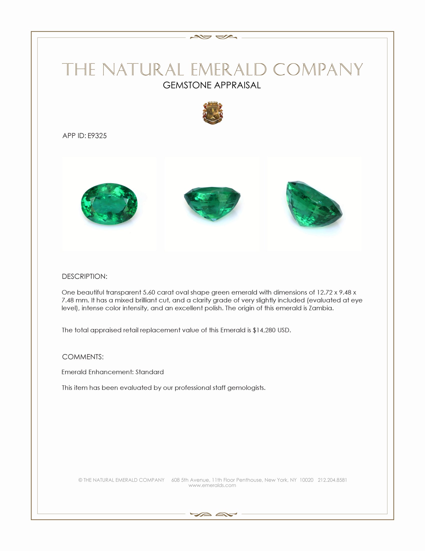 5.60 Ct. Emerald from Zambia