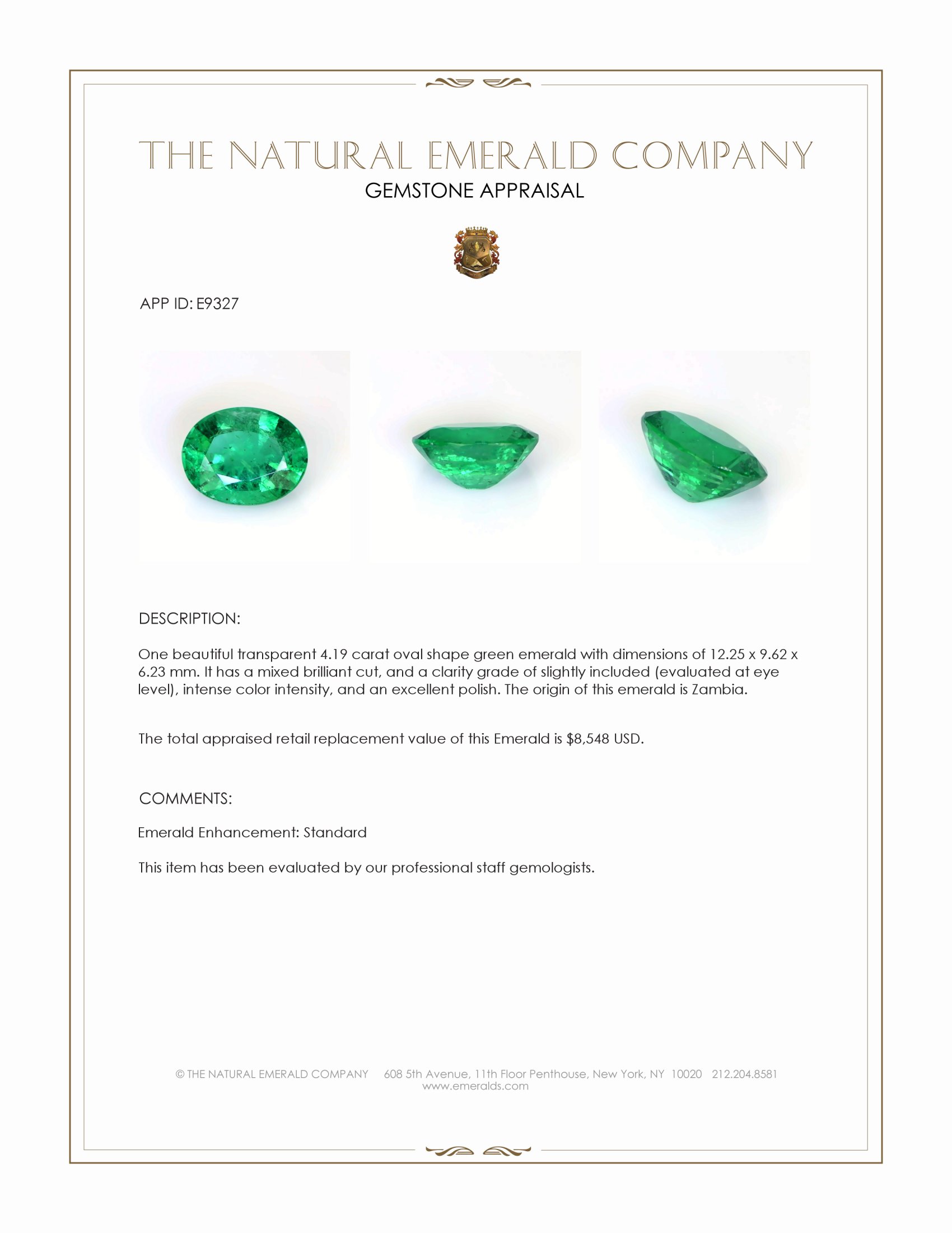 4.19 Ct. Emerald from Zambia