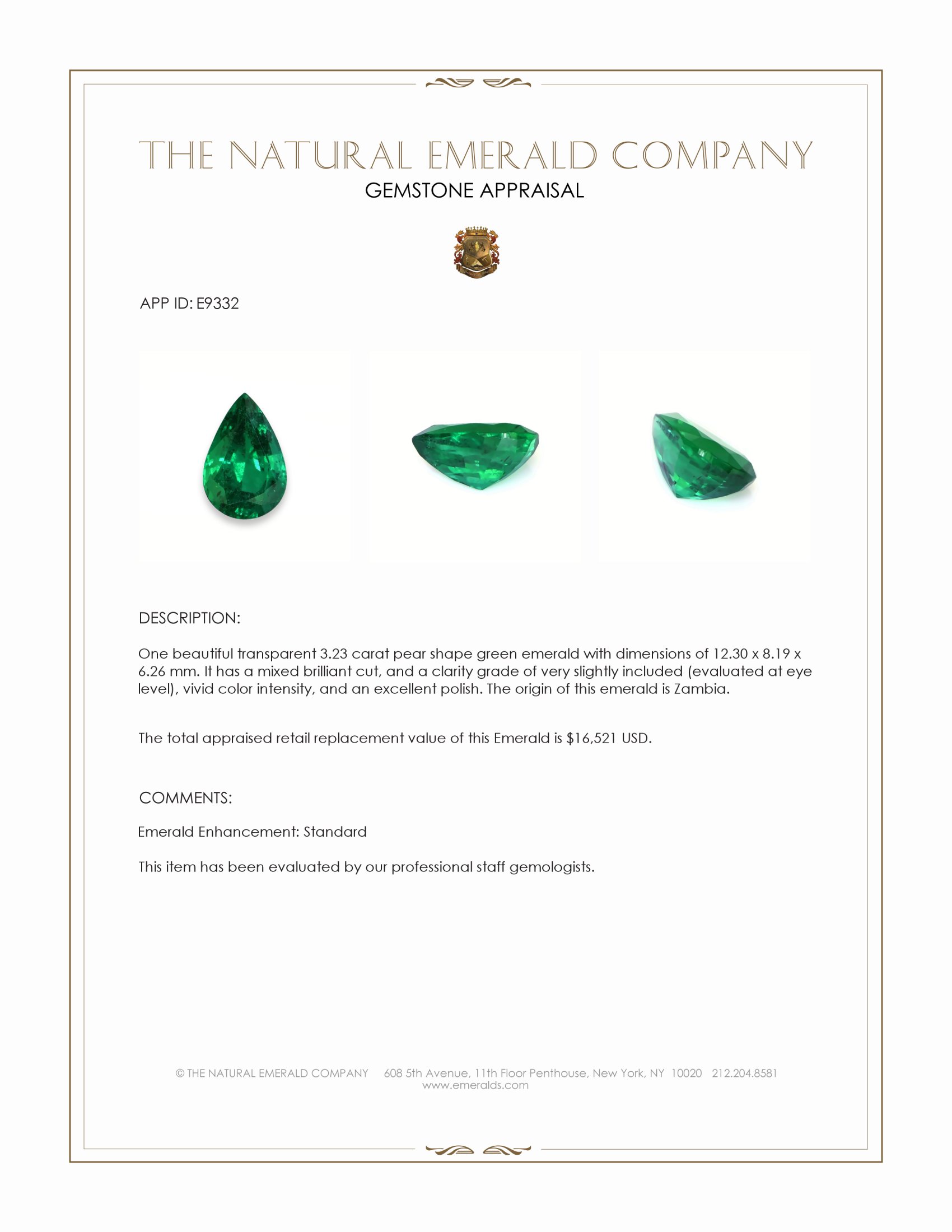 3.23 Ct. Emerald from Zambia
