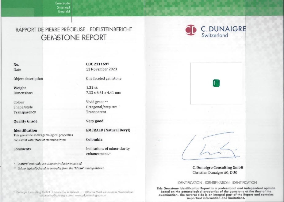1.32 Ct. Emerald from Colombia - Muzo