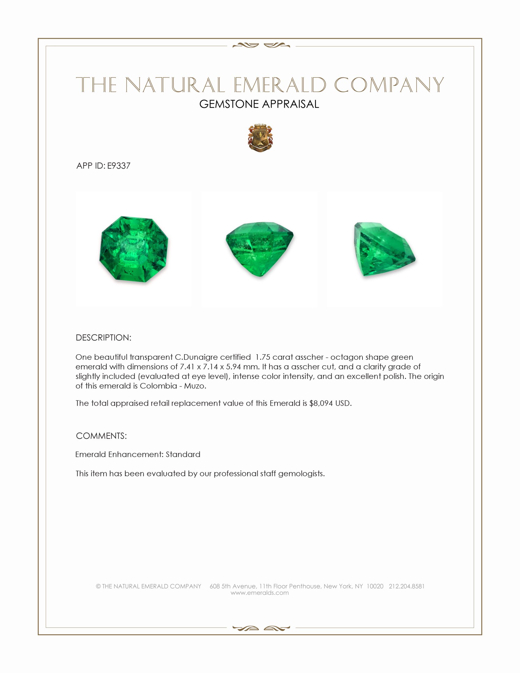 1.75 Ct. Emerald from Colombia