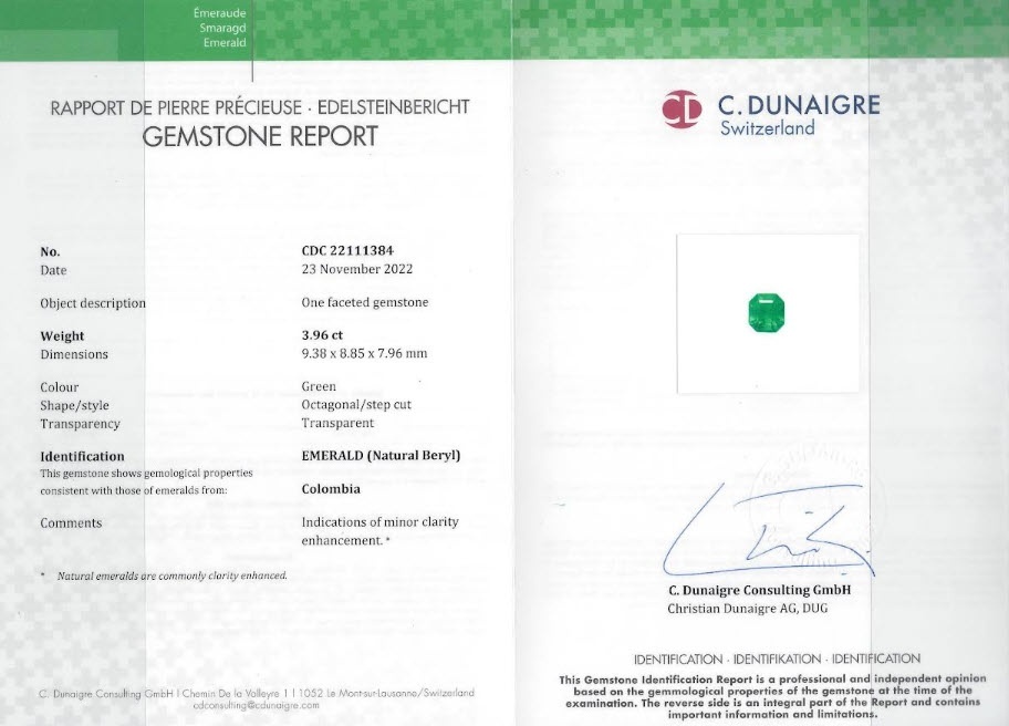 3.96 Ct. Emerald from Colombia - Muzo