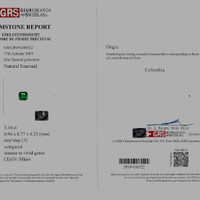 3.34 Ct. Emerald from Colombia - Muzo Scan Report