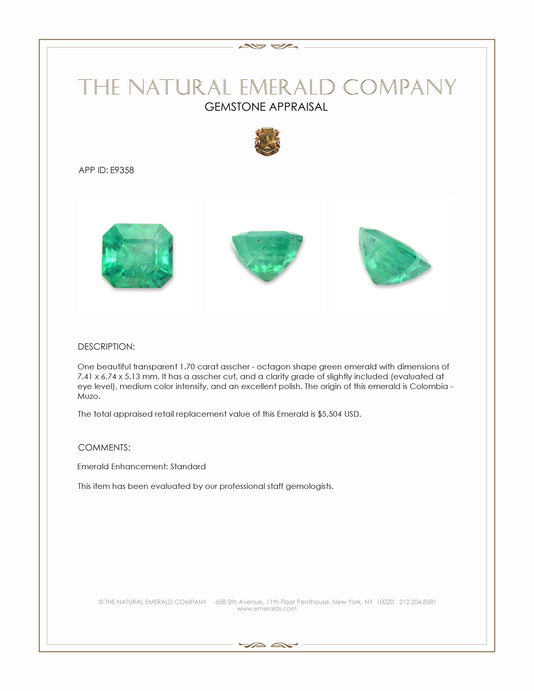 1.70 Ct. Emerald from Colombia