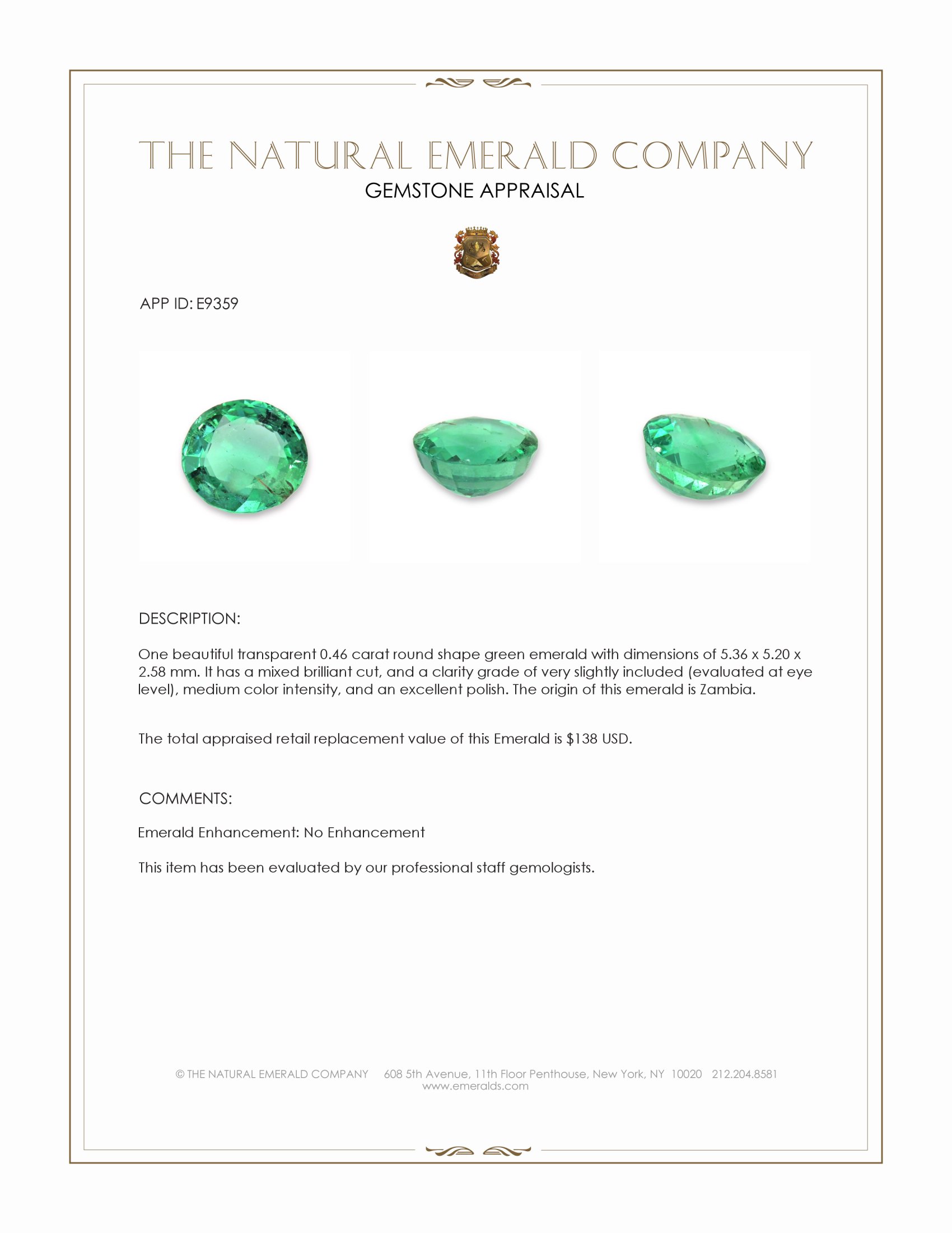 0.46 Ct. Emerald from Zambia
