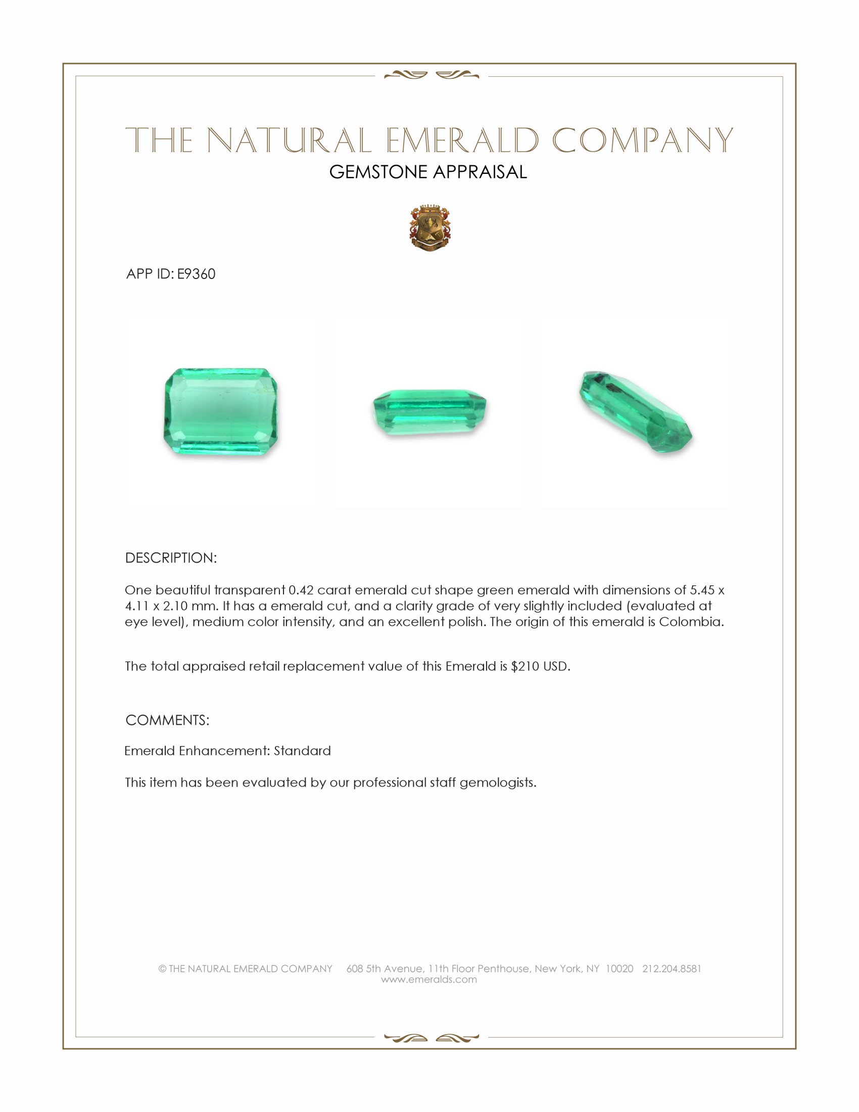 0.42 Ct. Emerald from Colombia