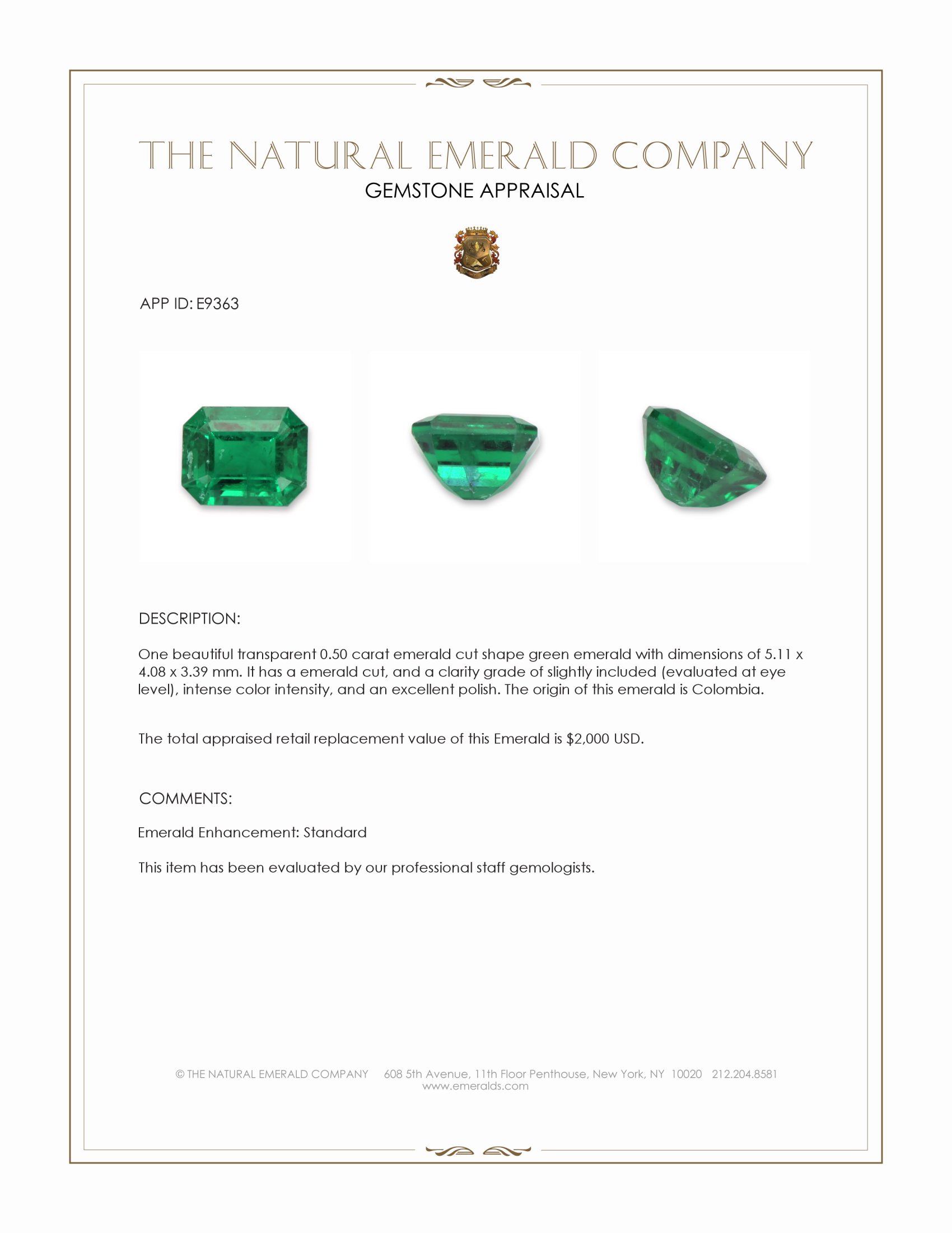 0.50 Ct. Emerald from Colombia