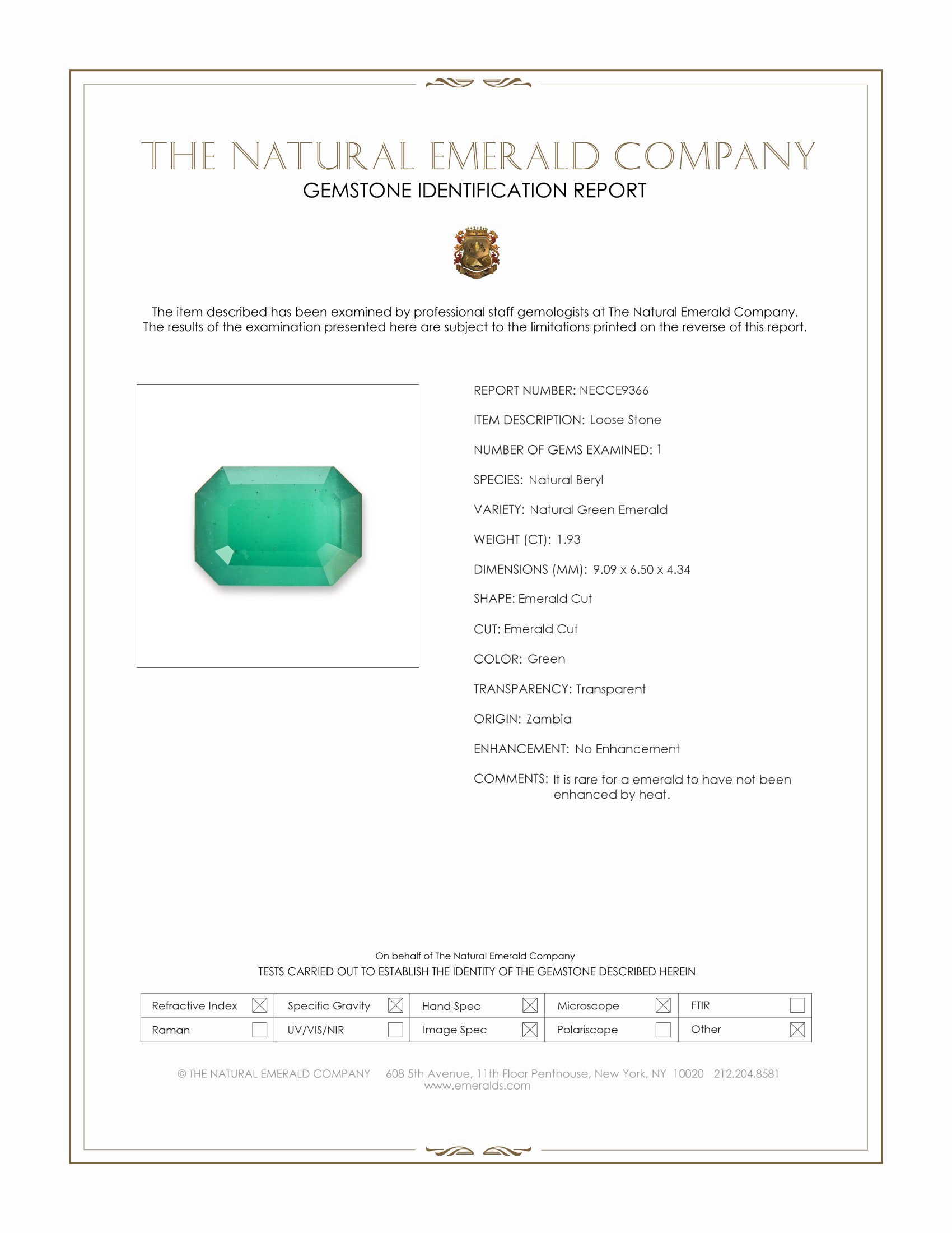 1.93 Ct. Emerald from Zambia