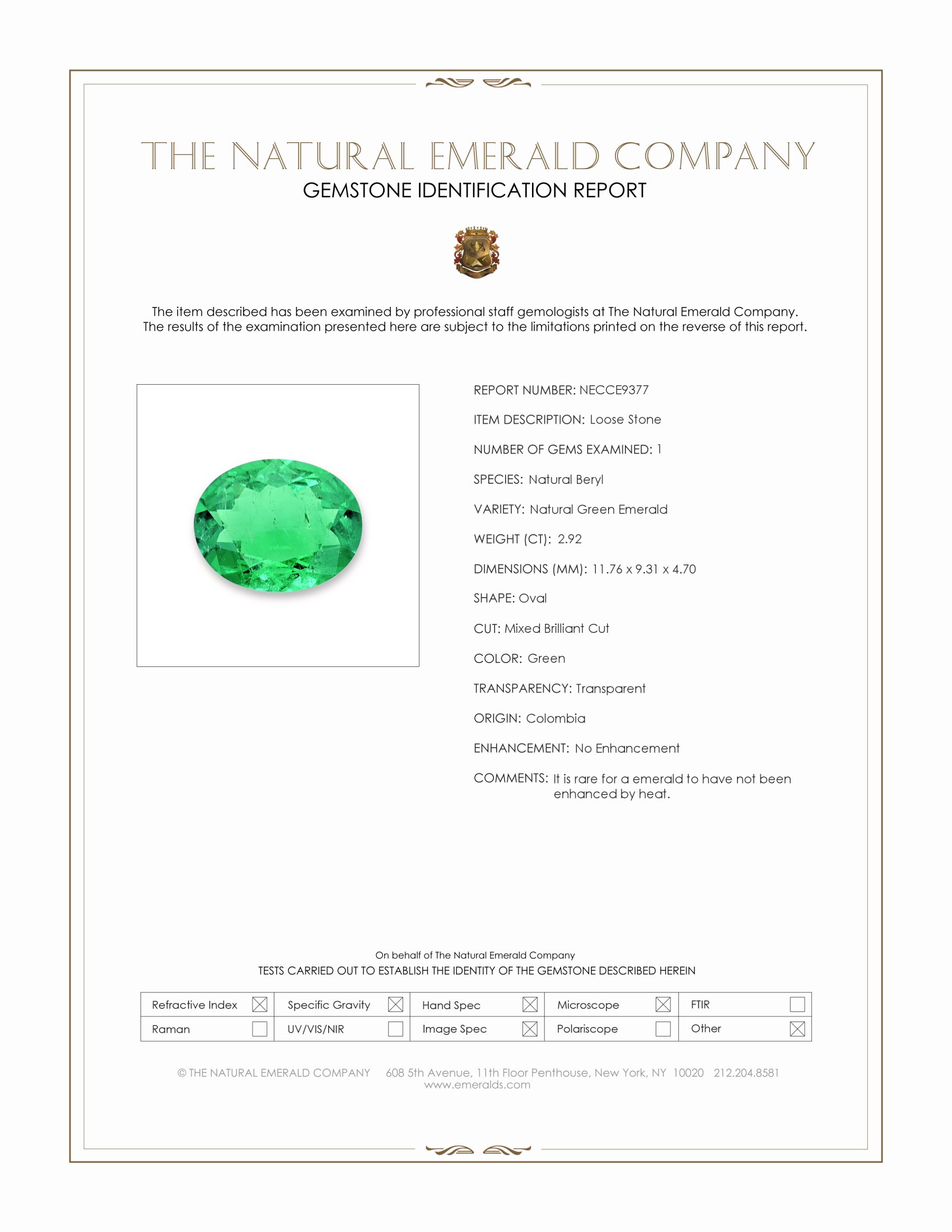 2.92 Ct. Emerald from Colombia