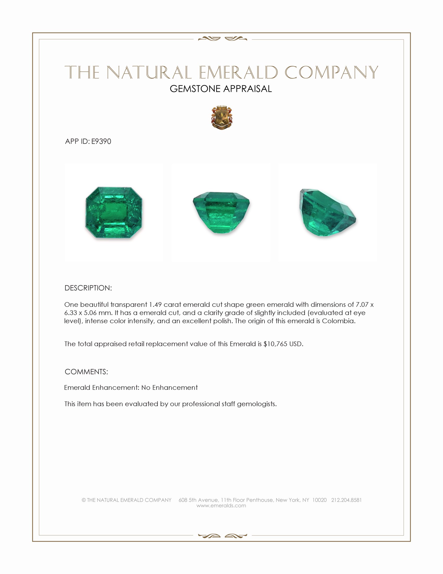 1.49 Ct. Emerald from Colombia