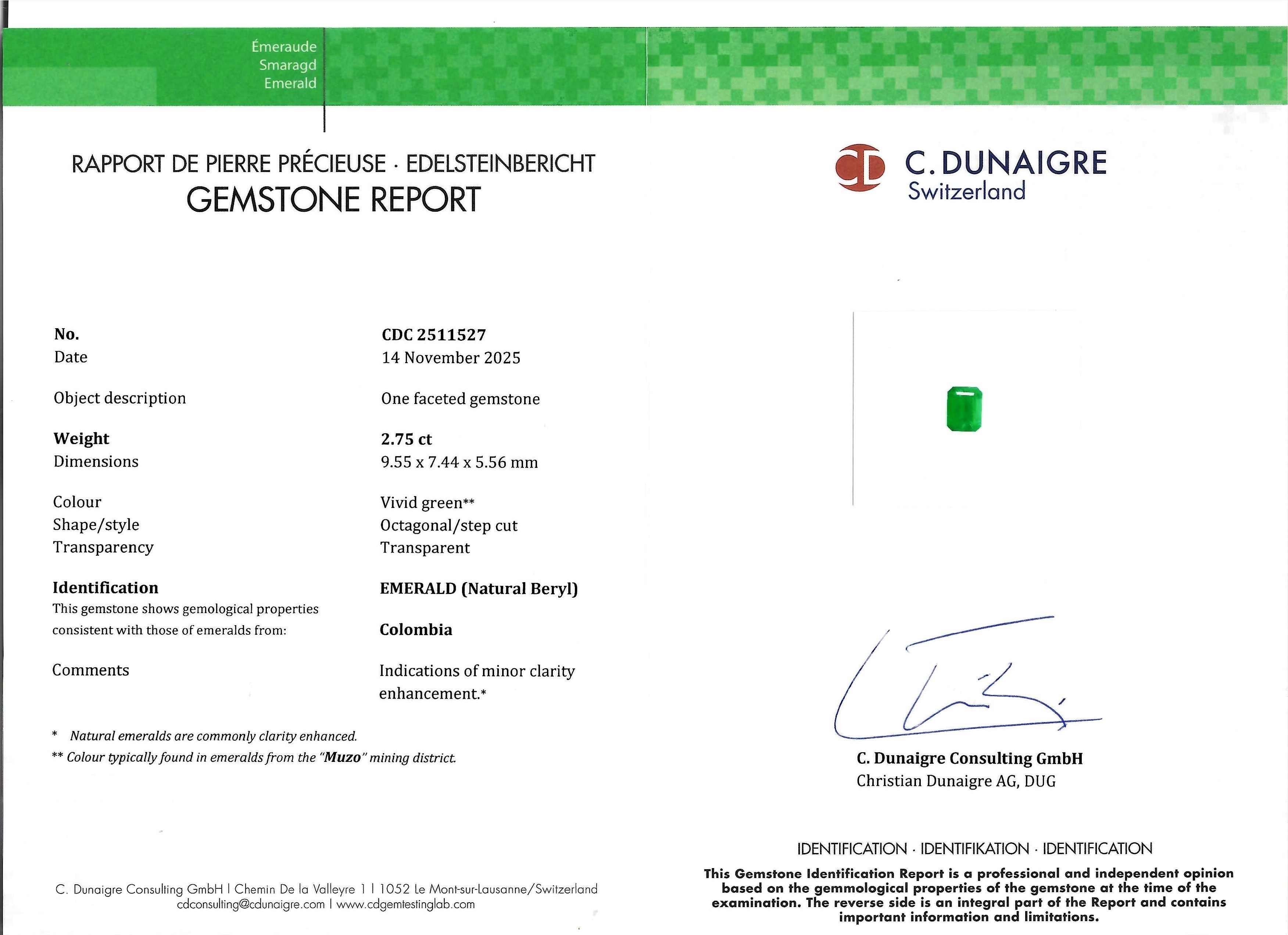 2.75 Ct. Emerald from Colombia - Muzo