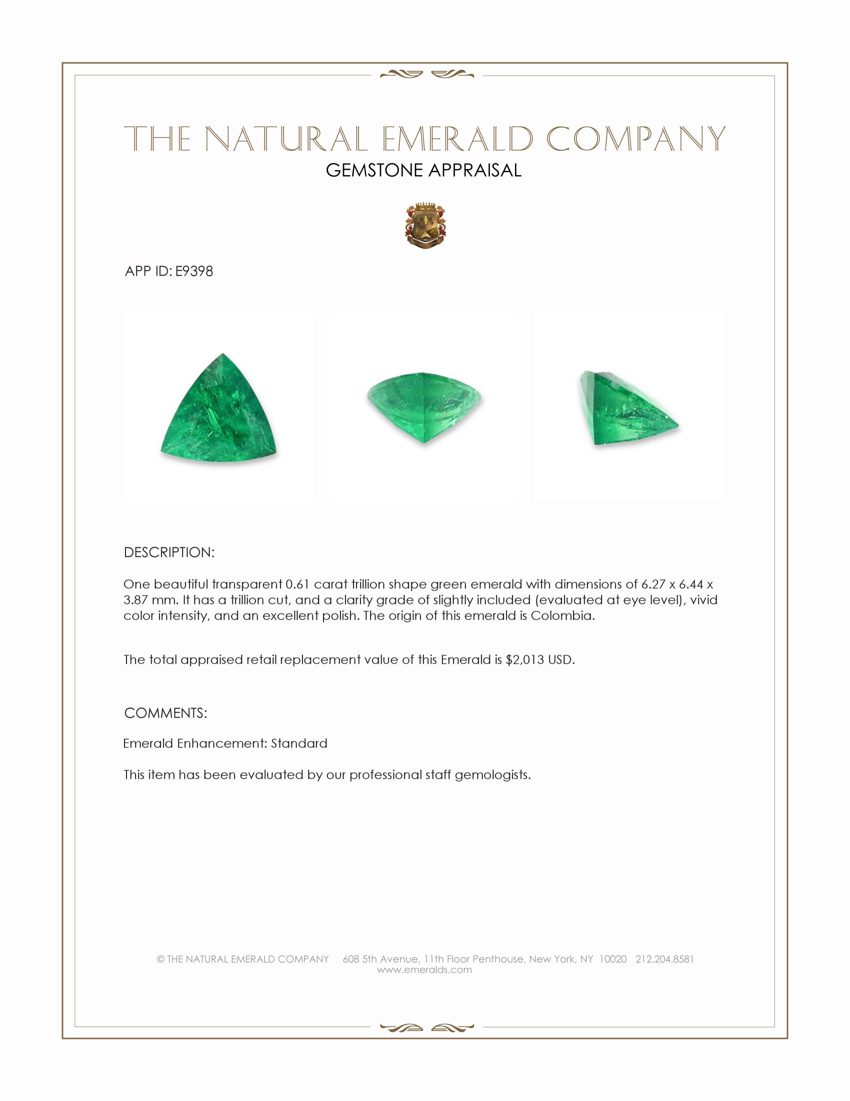 0.61 Ct. Emerald from Colombia