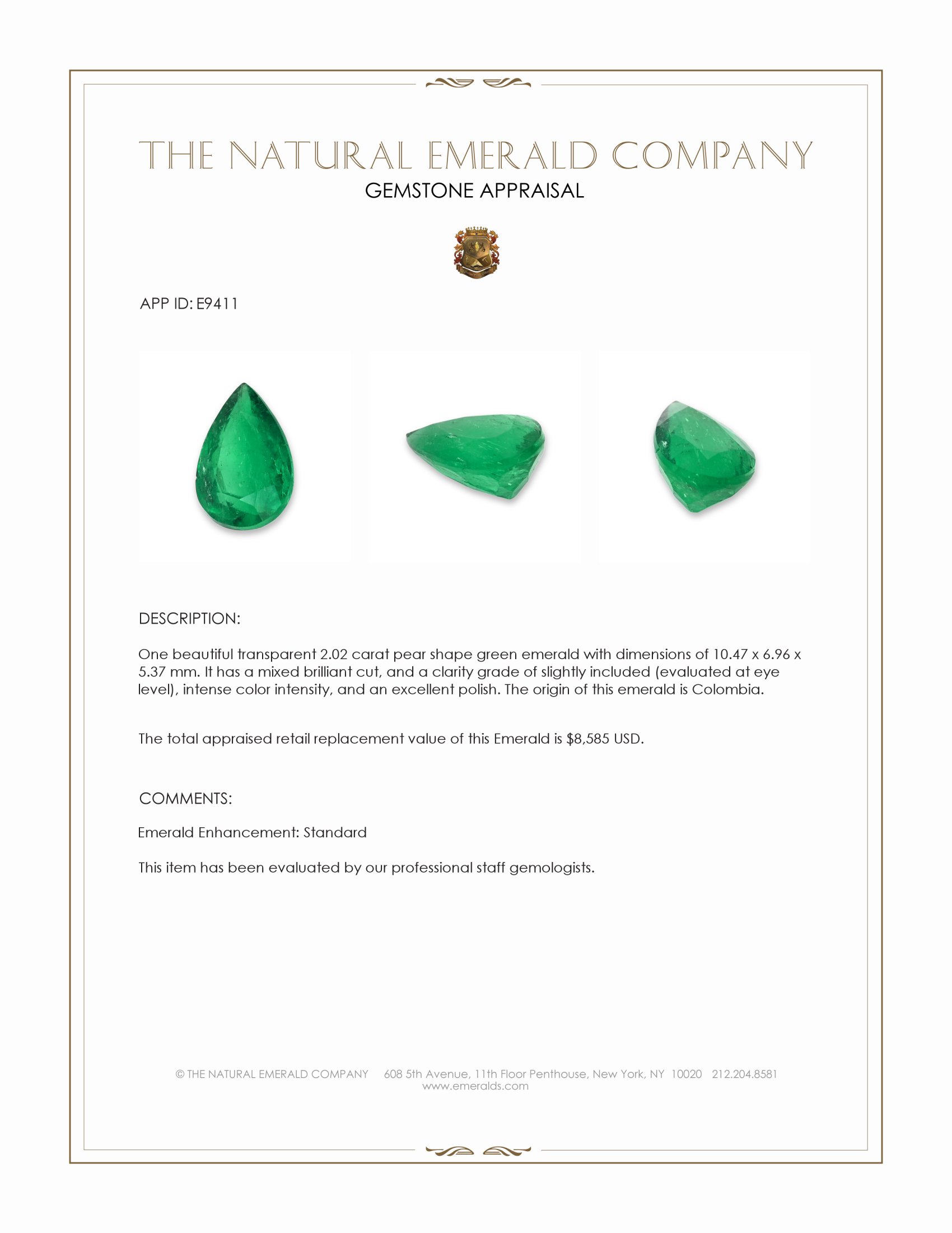 2.02 Ct. Emerald from Colombia