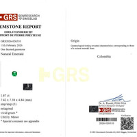 1.87 Ct. Emerald from Colombia Scan Report