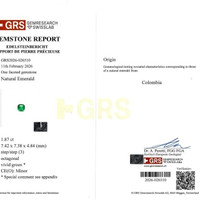 1.87 Ct. Emerald from Colombia - Muzo Scan Report