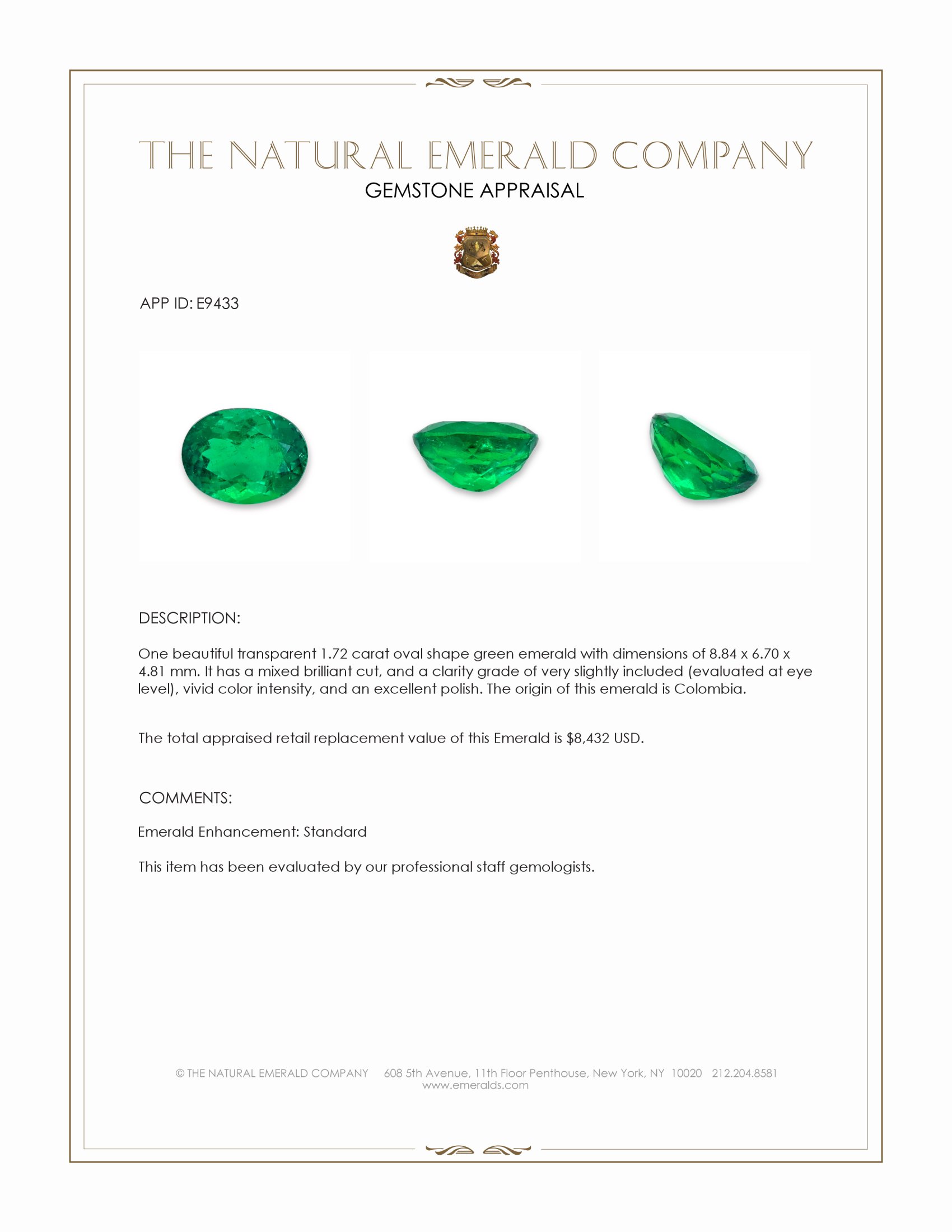 1.72 Ct. Emerald from Colombia