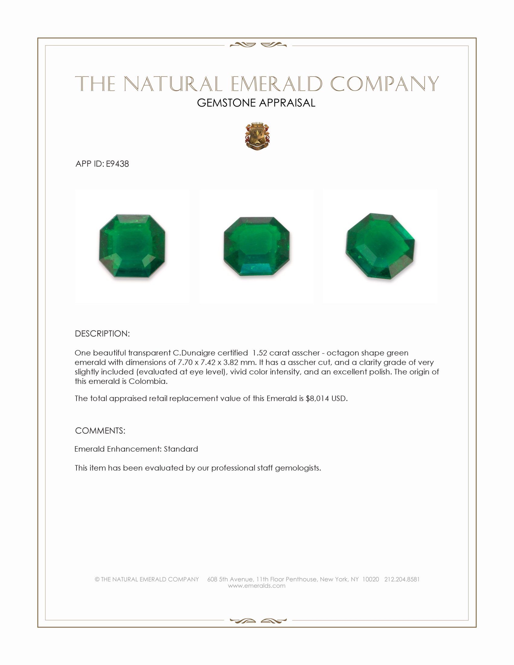 1.52 Ct. Emerald from Colombia