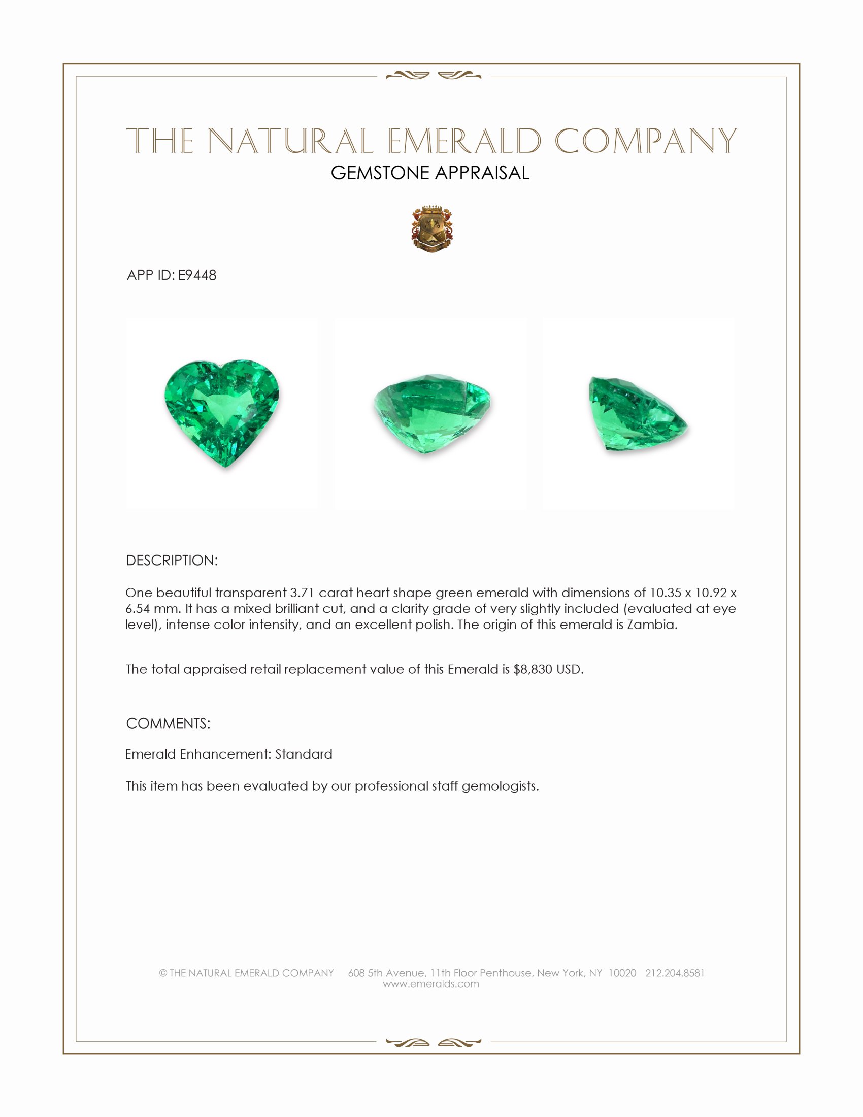 3.71 Ct. Emerald from Zambia