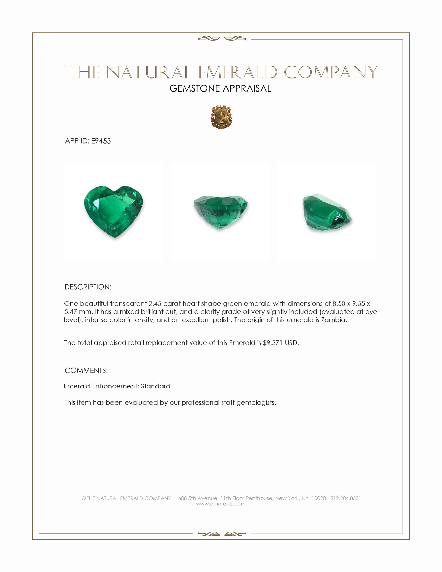2.45 Ct. Emerald from Zambia