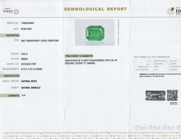 2.83 Ct. Emerald from Zambia