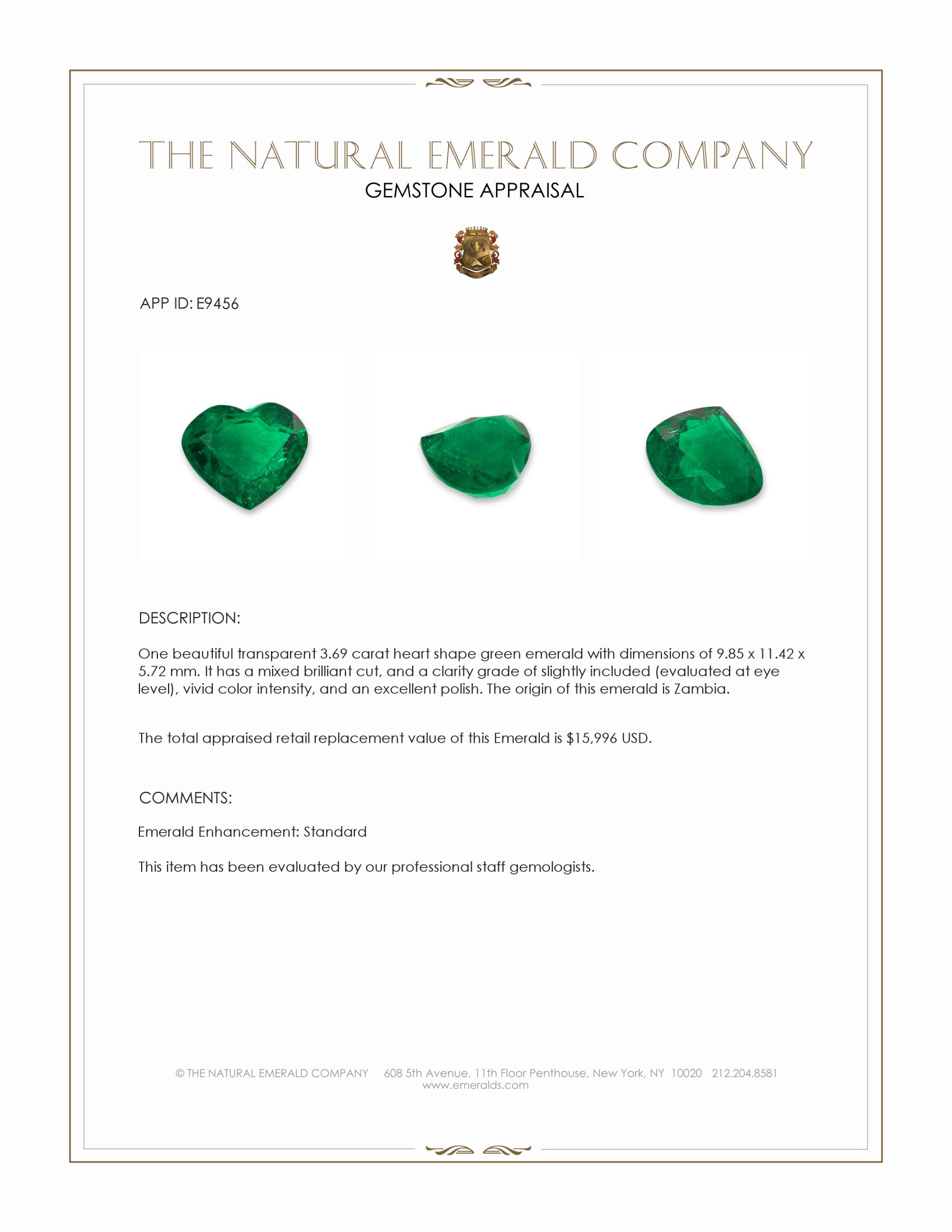3.69 Ct. Emerald from Zambia