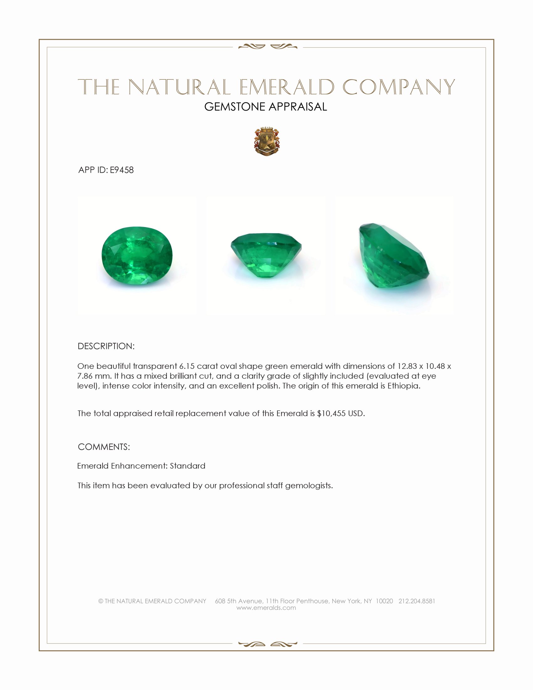 6.15 Ct. Emerald from Ethiopia