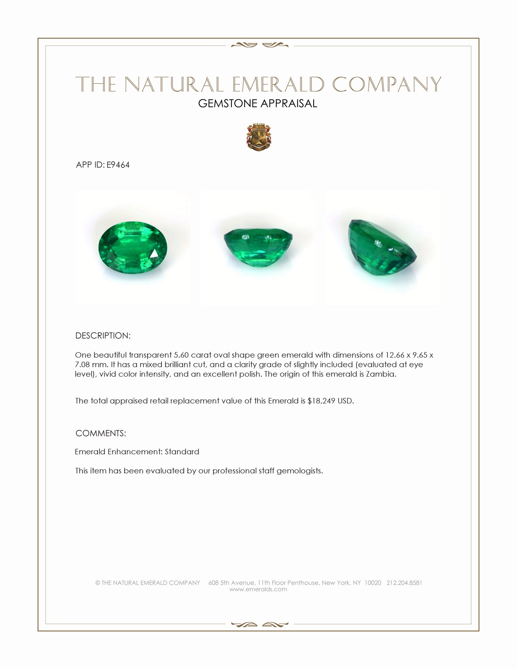 5.60 Ct. Emerald from Zambia