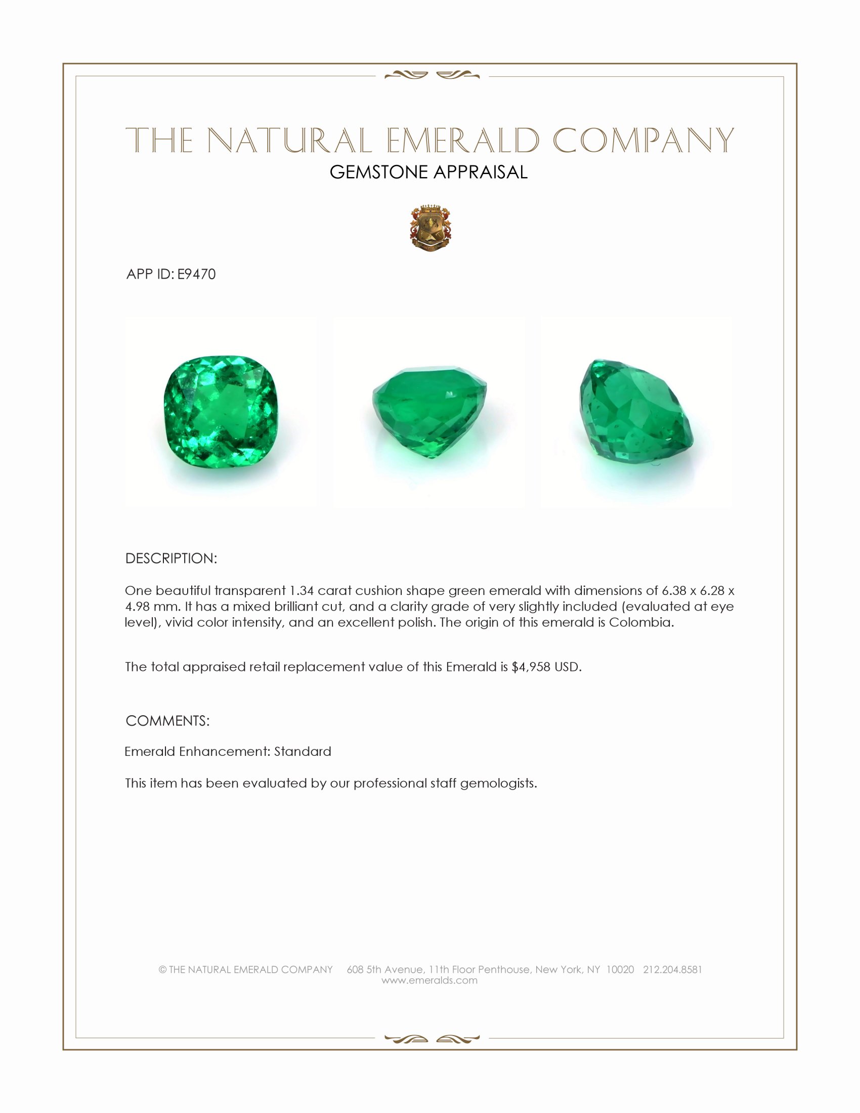 1.34 Ct. Emerald from Colombia