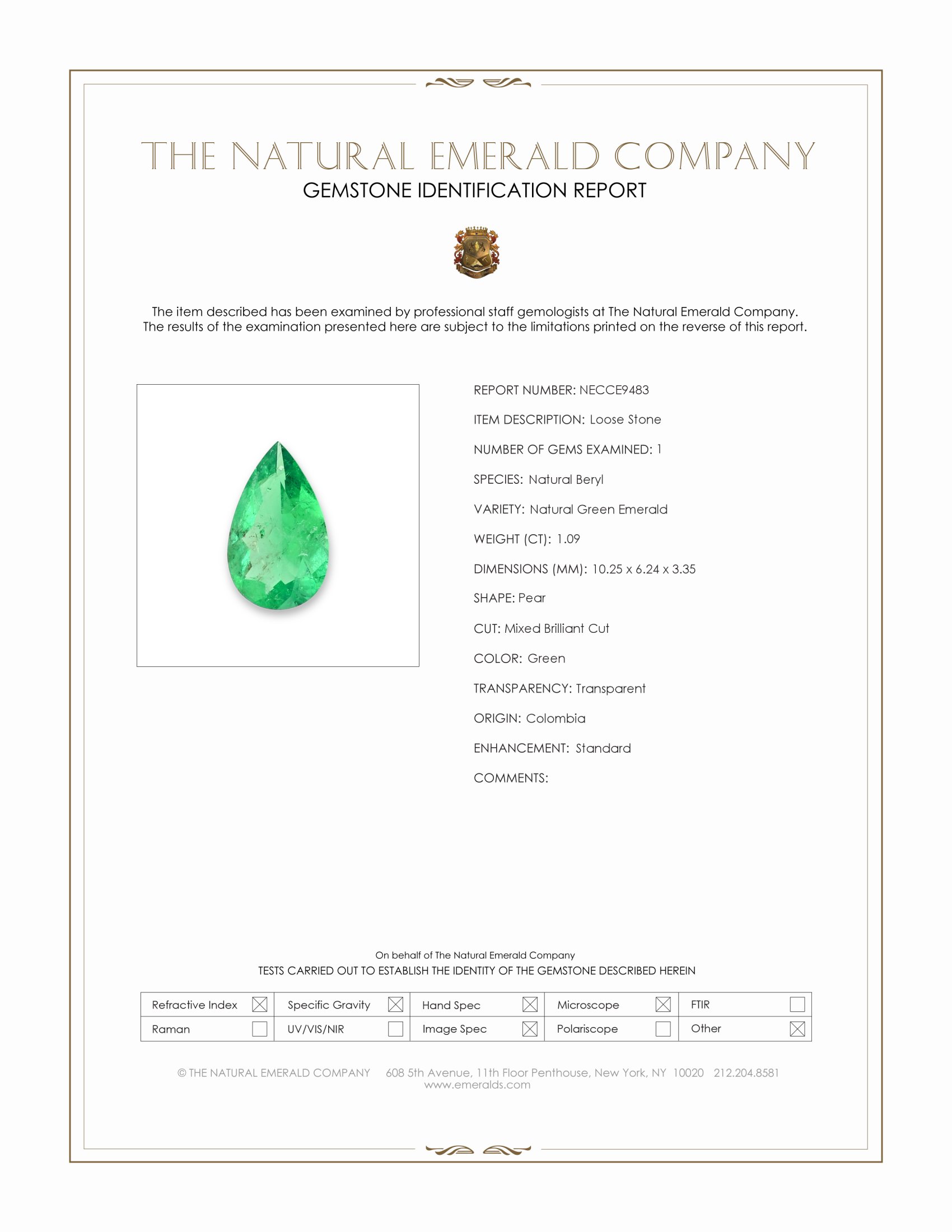 1.09 Ct. Emerald from Colombia